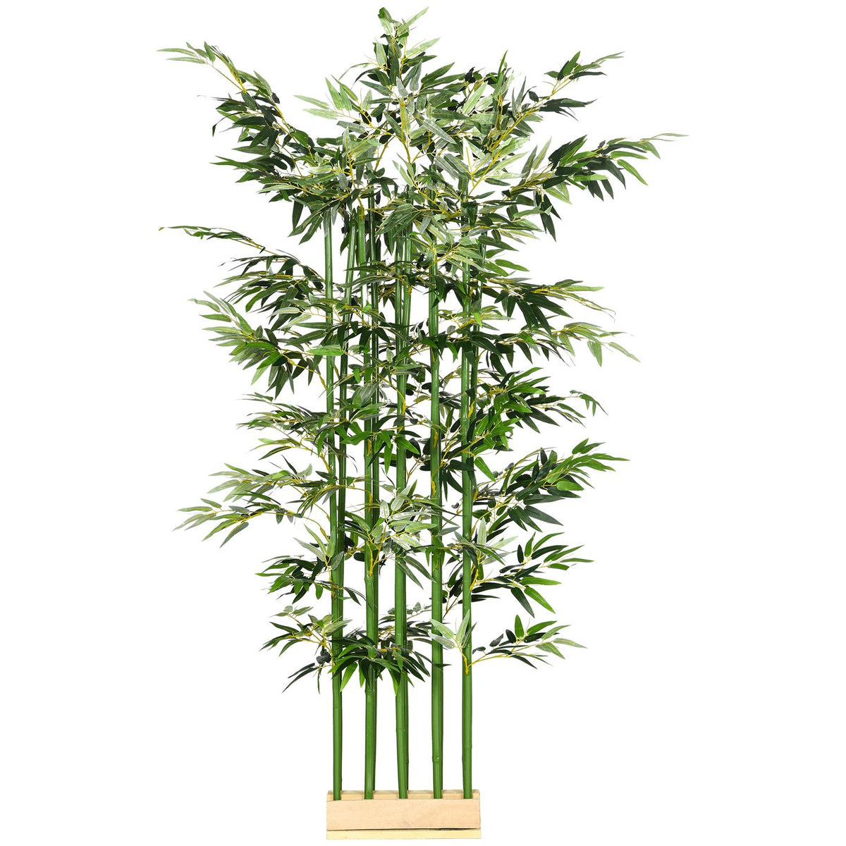 Artificial Bamboo 180cm Artificial Plant in Pine Wood Pot Houseplant Artificial Plants for Indoor Outdoor Decorative Plants Green