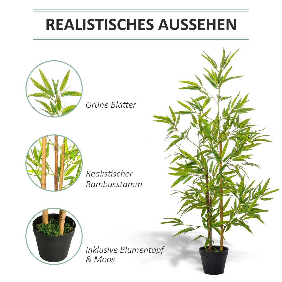 Artificial Bamboo Decorative Artificial Plant, Lifelike Tree Decoration, 120Cm, Indoor