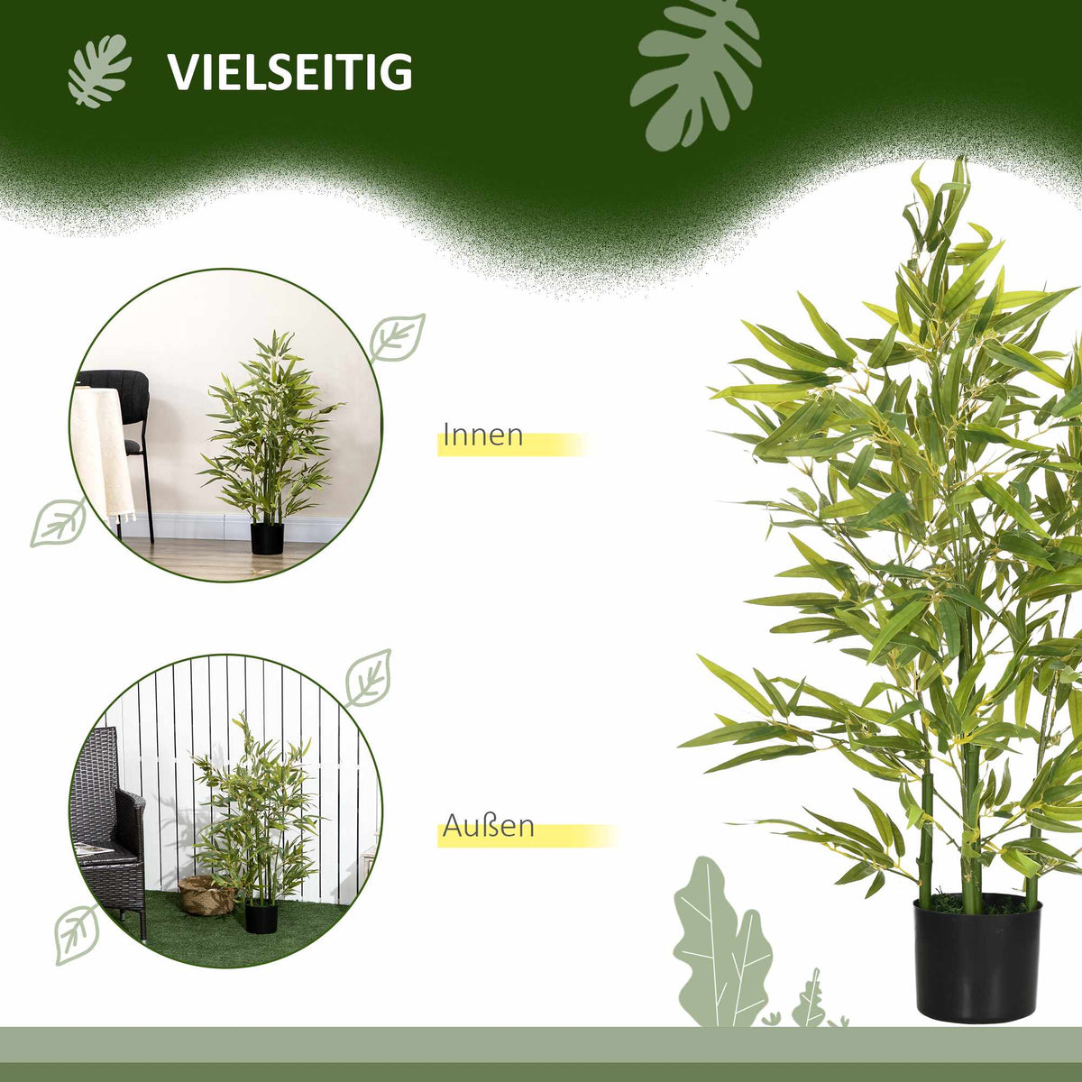 Artificial Bamboo Plant, 90 cm, 504 Leaves, Indoor Decor