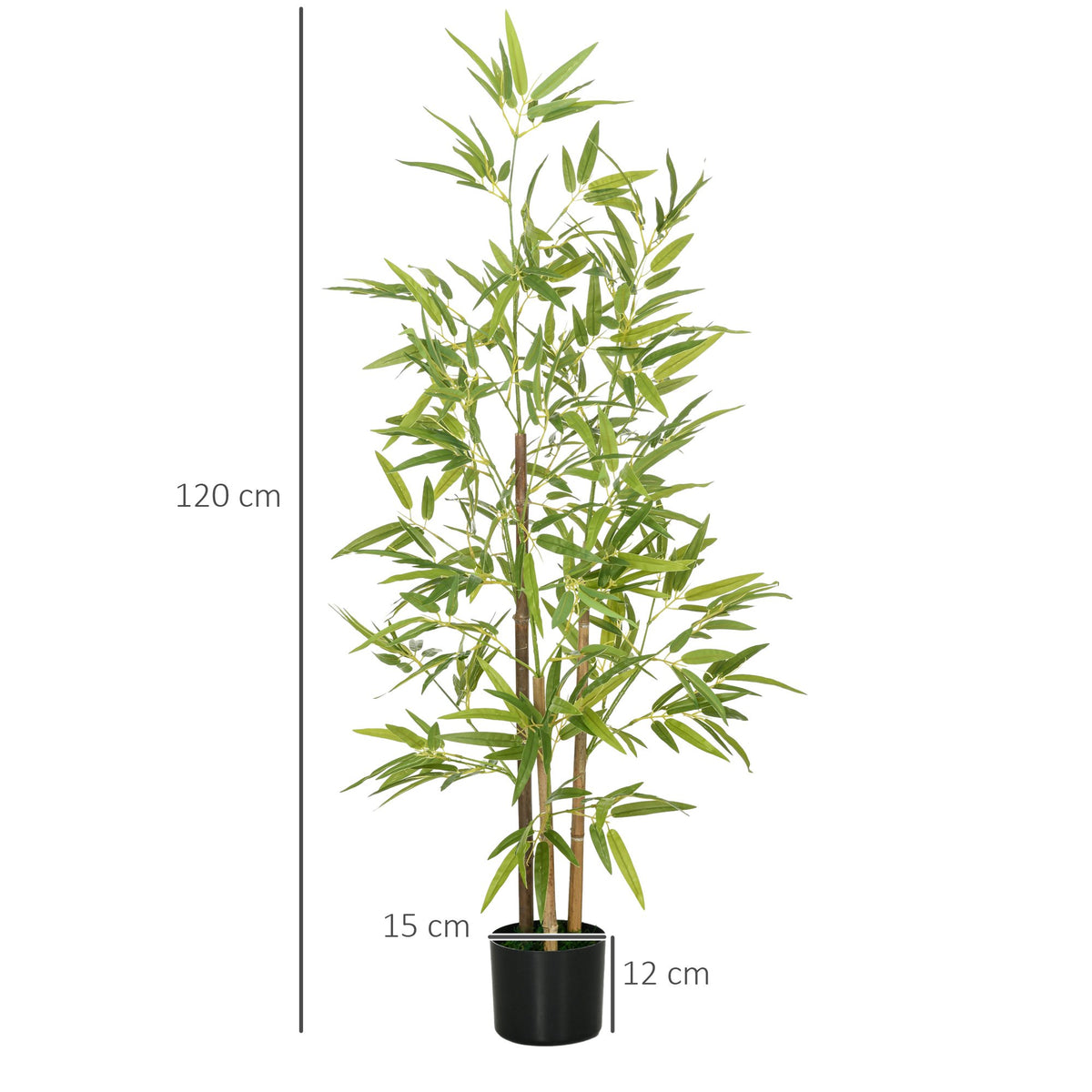 Artificial Bamboo Plant Set, 3 Stems, 120 cm, Green