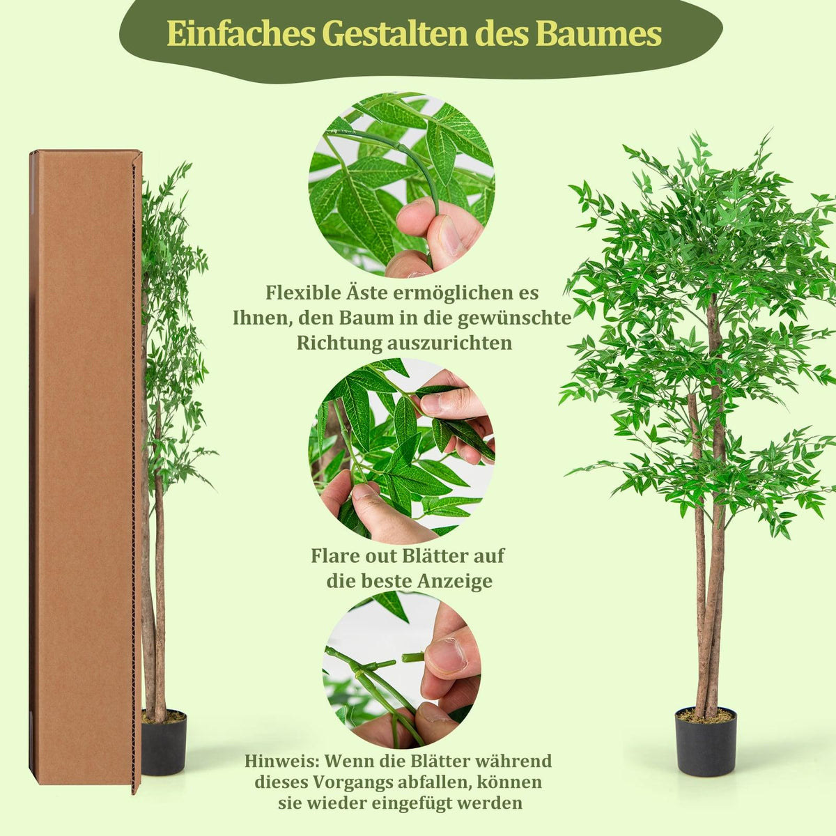 Artificial Bamboo Plant with Pot, 150 cm, 1020 Leaves