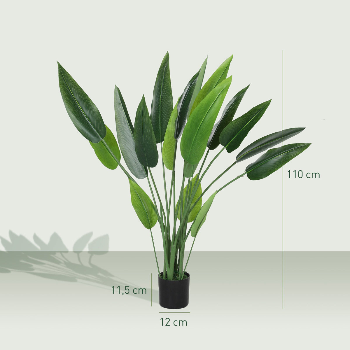 Artificial Bird of Paradise Plant, 110 cm, Cement Pot