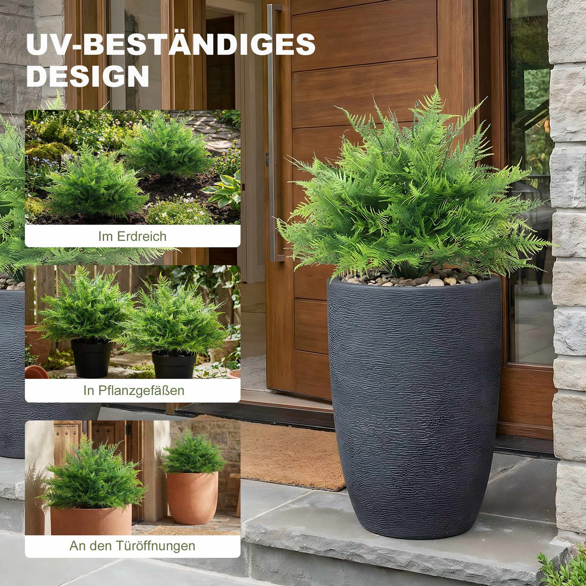 Artificial Boston Ferns, UV-Resistant, 2-Pack, 40x60 cm