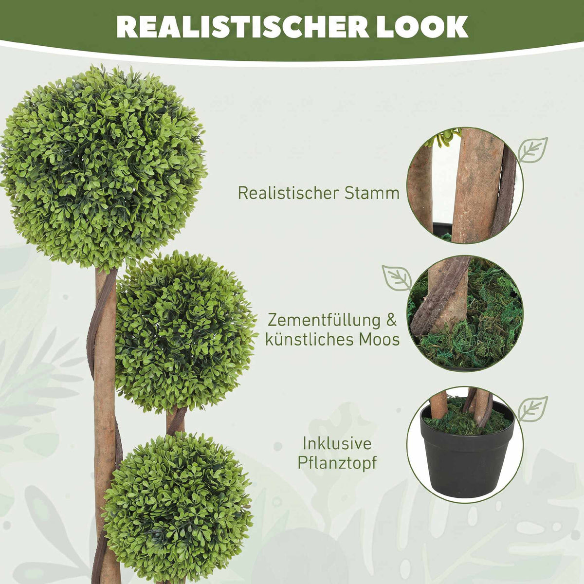 Artificial Boxwood Set of 2, 90cm, Indoor/Outdoor Green