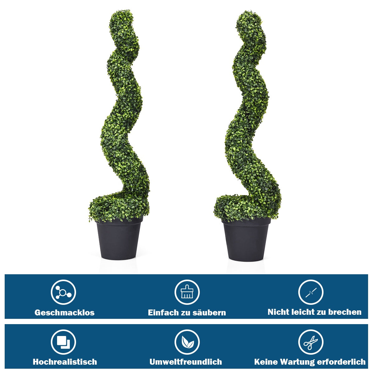 Artificial Boxwood Spiral Tree Set of 2, 4 ft, Potted