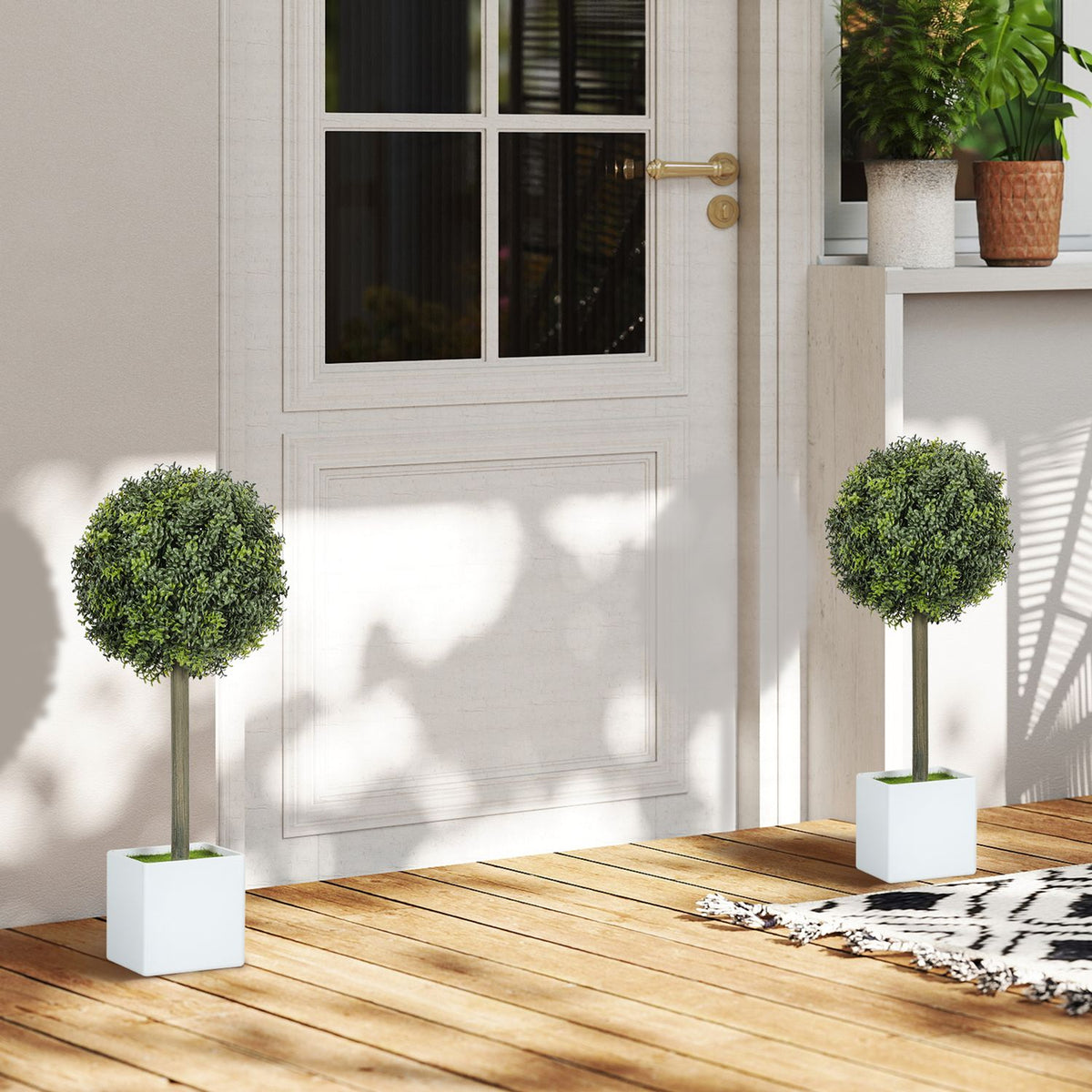 Artificial Boxwood Topiary Set, 45cm, UV-Resistant
