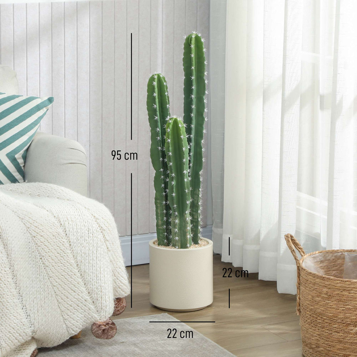 Artificial Cactus Plant, 95 cm, With Pot, Indoor Decor
