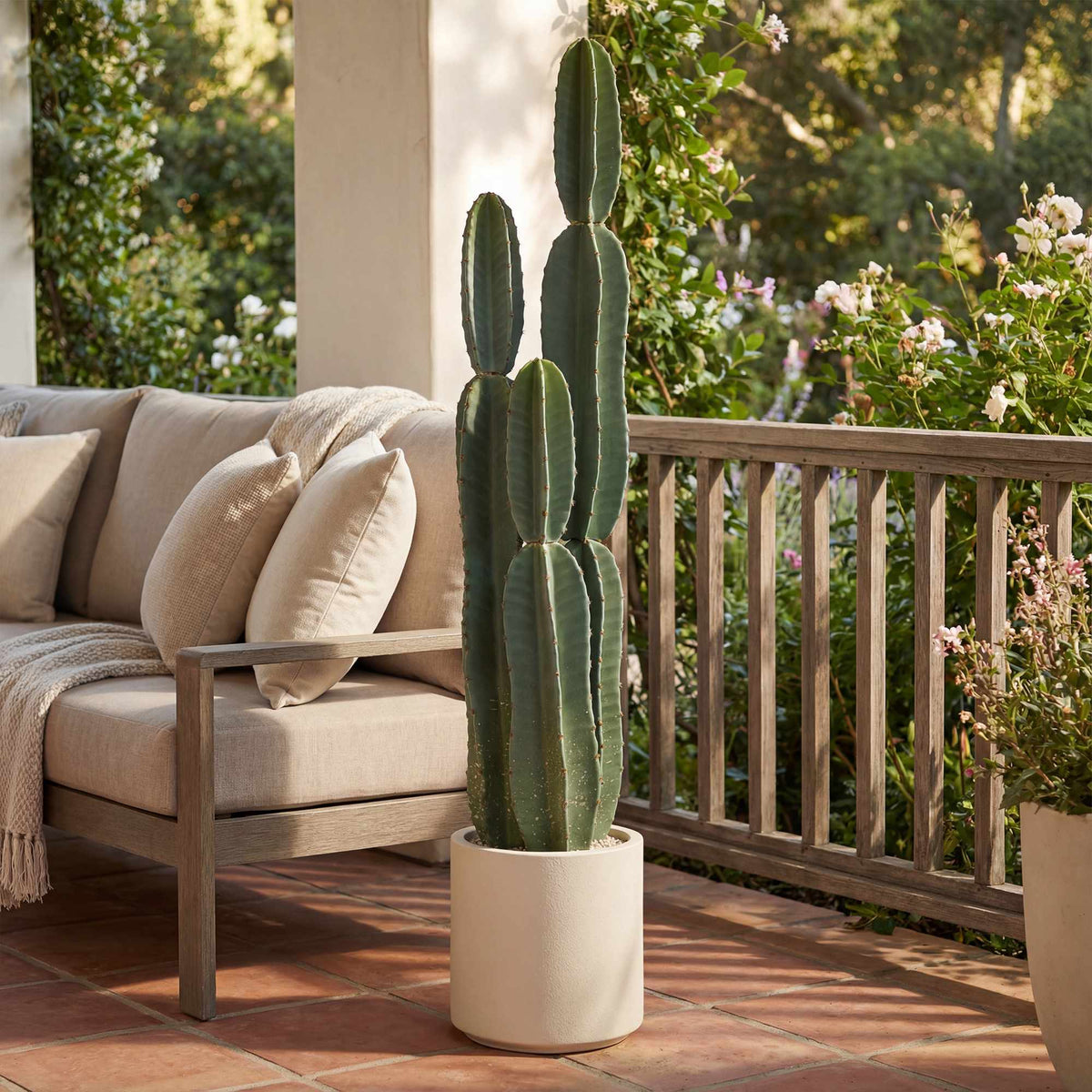 Artificial Cactus Plant in Pot, 111 cm Tall, Green