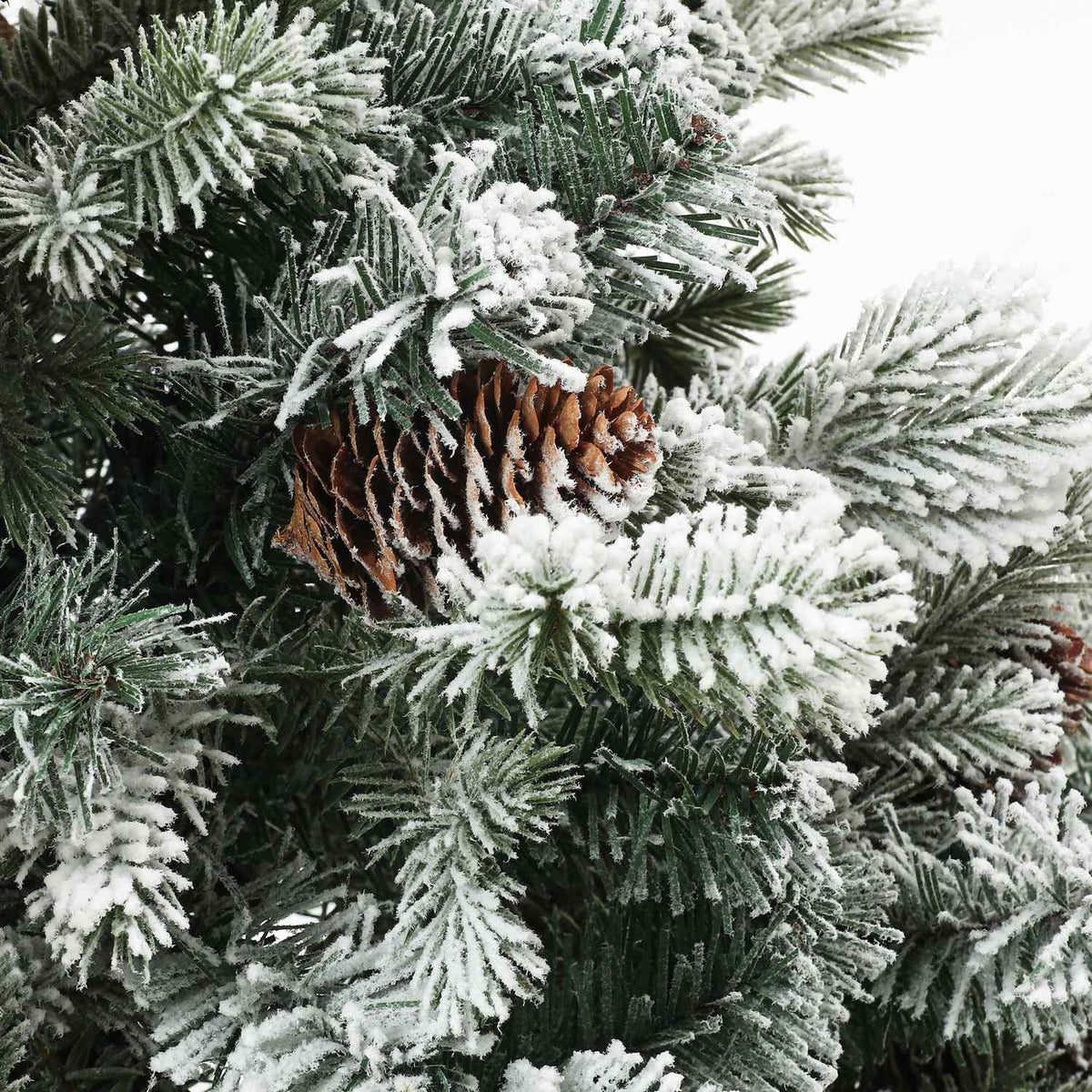 Artificial Christmas Tree, 100cm Christmas Tree with 130 Tips, Artificial Snow, Flower Pots, Flame Retardant, for Christmas Decoration, Green+Gold