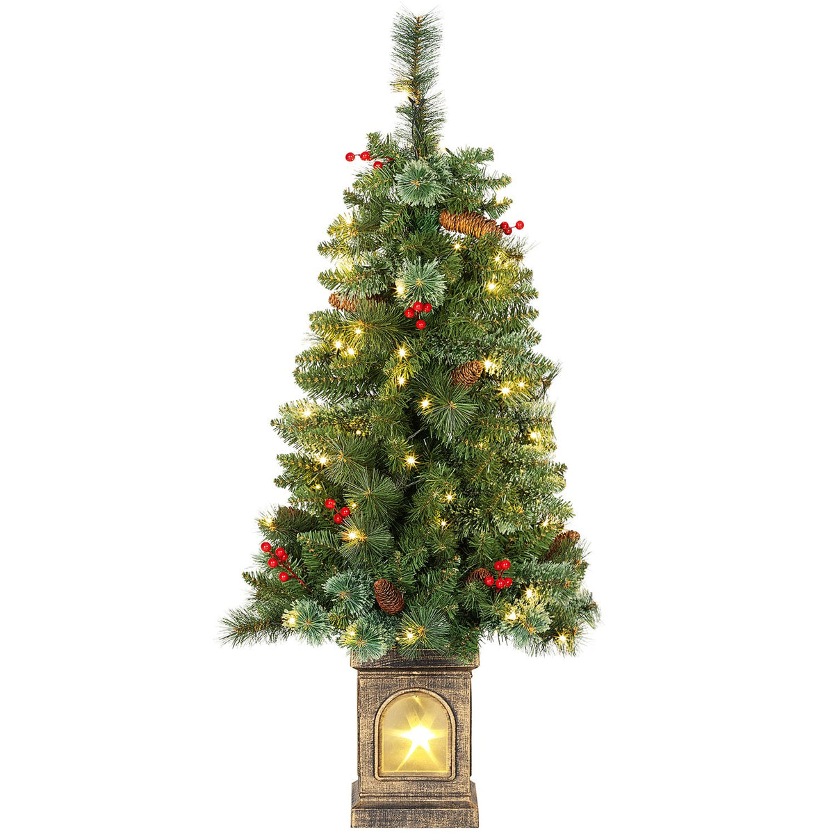 Artificial Christmas Tree, 120 cm, 100 LED Lights, 8 Modes