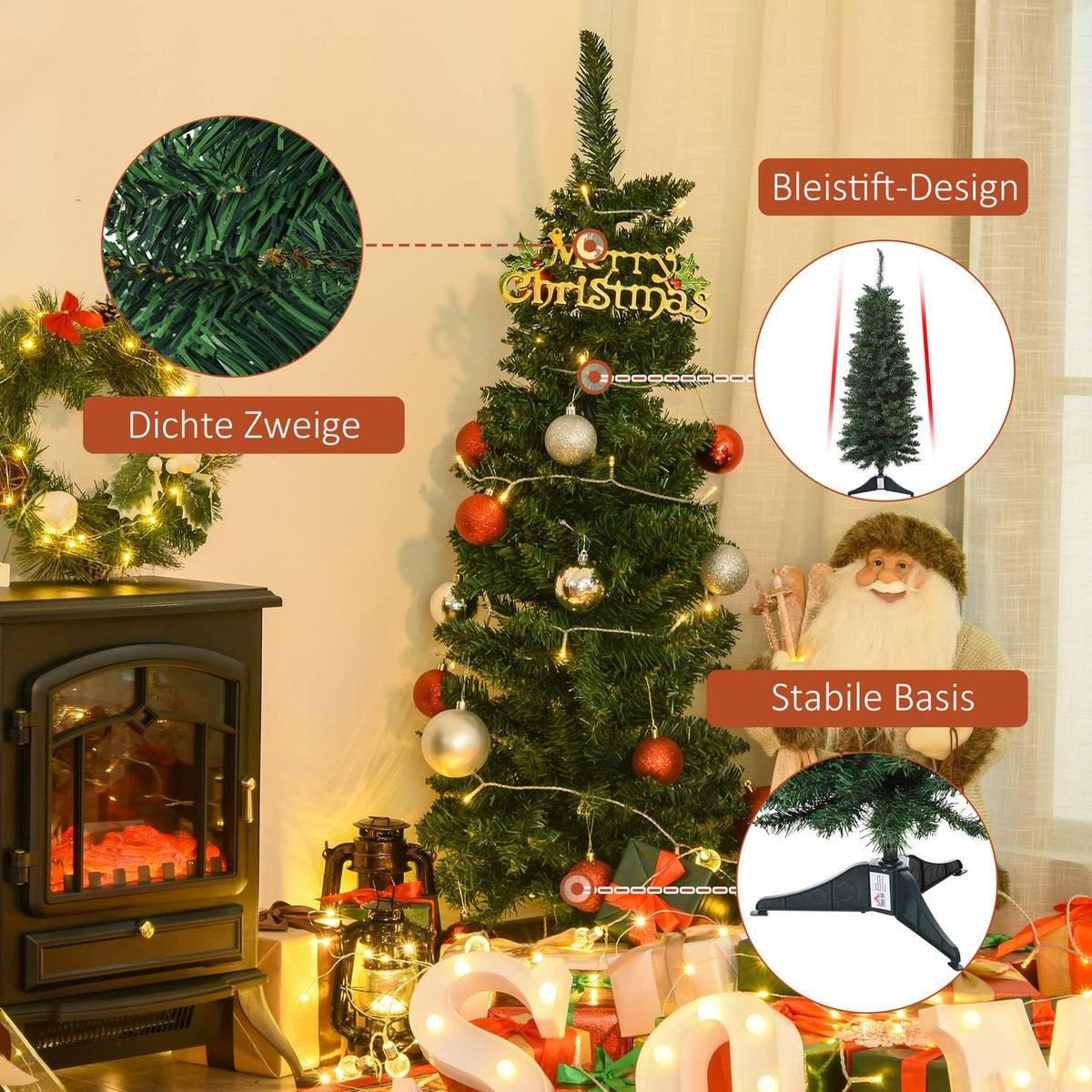 Artificial Christmas Tree 1.2 M Christmas Tree 212 Branches Pvc Green Ø32 X 120H Cm