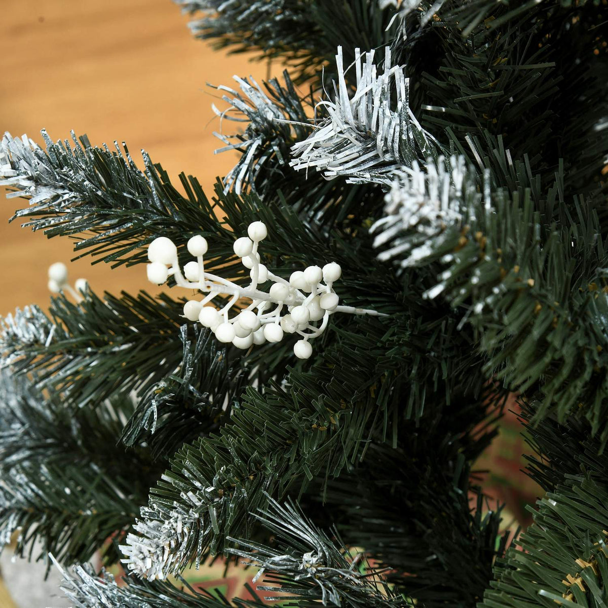 Artificial Christmas Tree 1.2 M Christmas Tree Snow Dipped Design Christmas Tree 222 Branches Flame Retardant Pvc Dark Green Ø60 X 120 Cm
