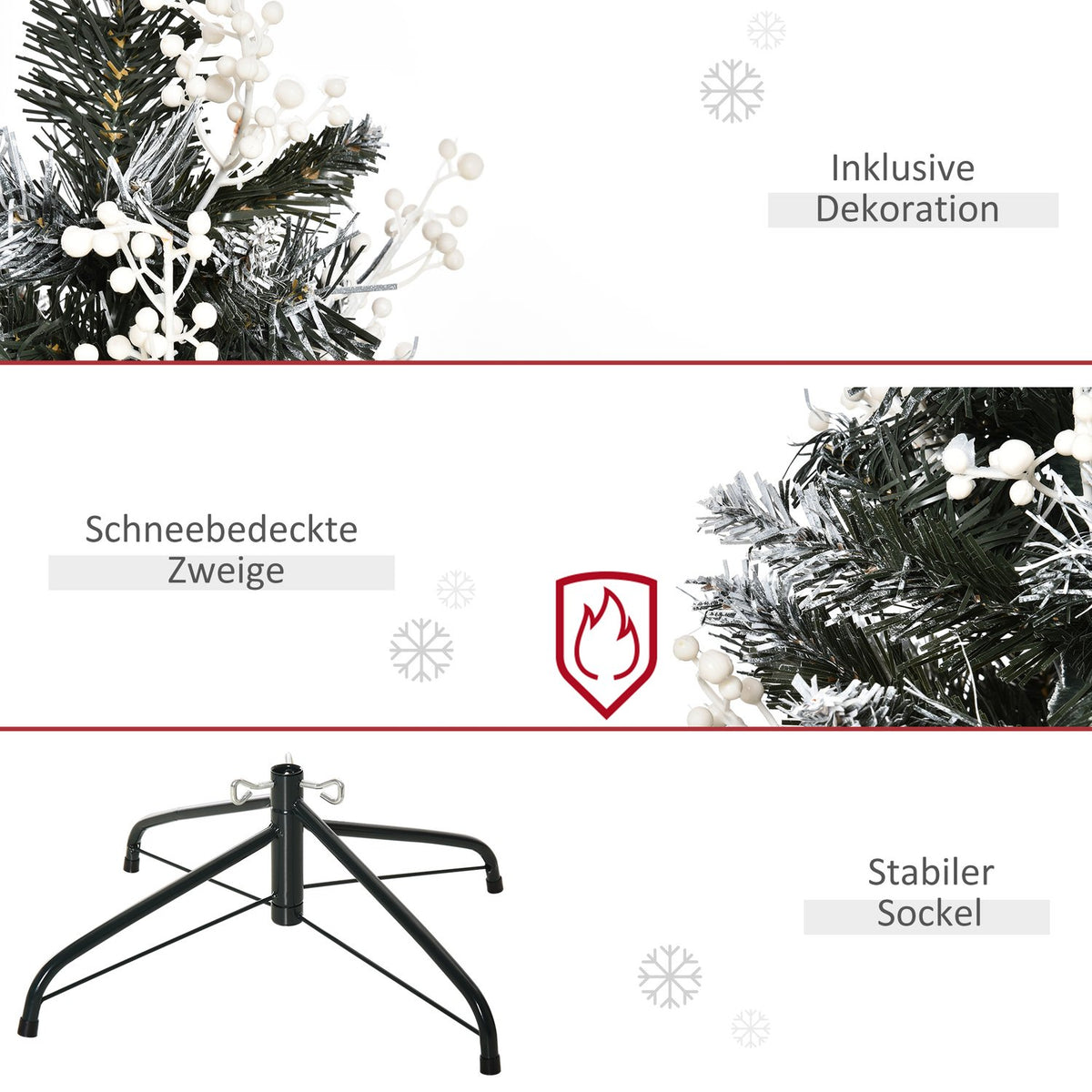 Artificial Christmas Tree 1.2 M Christmas Tree Snow Dipped Design Christmas Tree 222 Branches Flame Retardant Pvc Dark Green Ø60 X 120 Cm