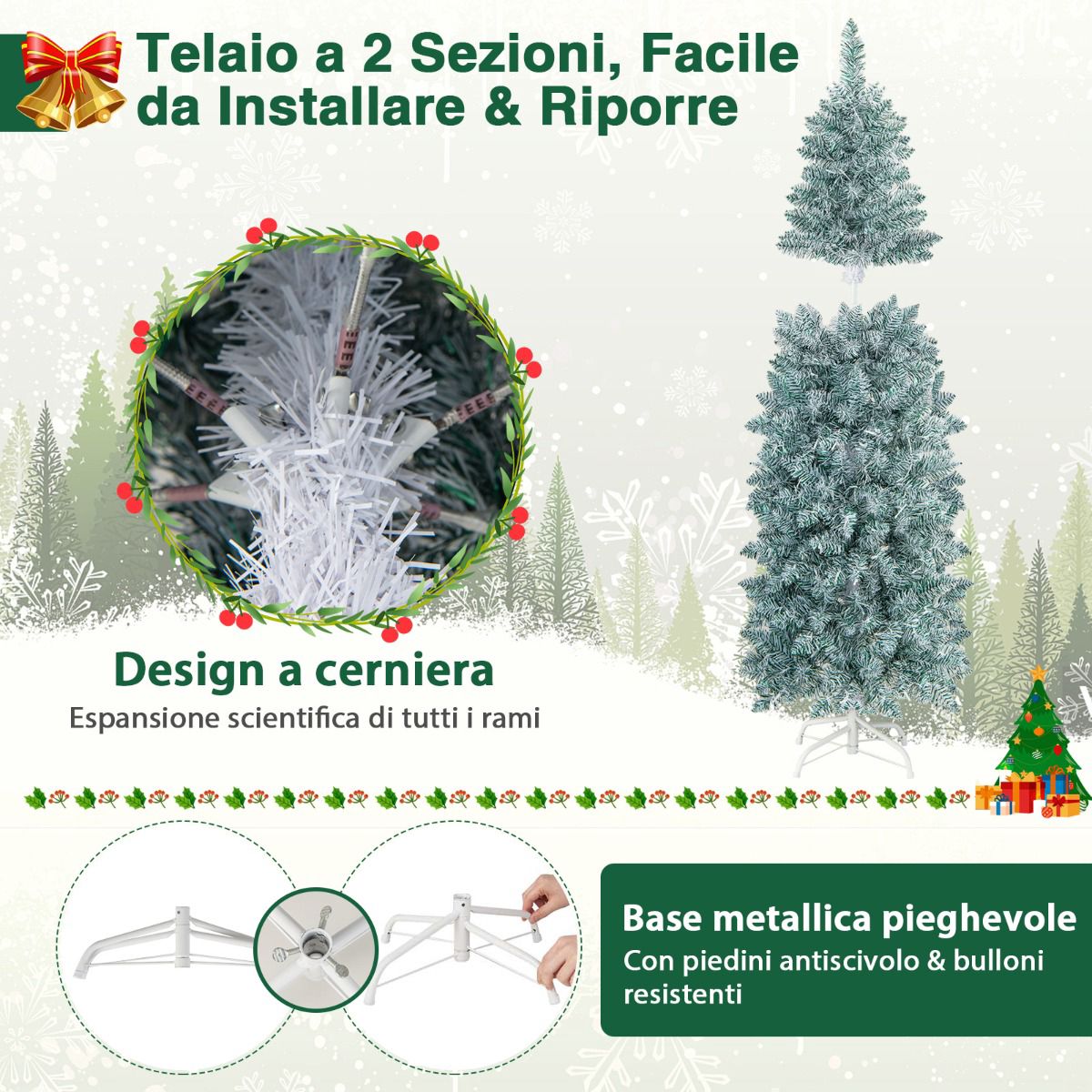 Artificial Christmas Tree 150cm, 190 Multicolor LED Lights