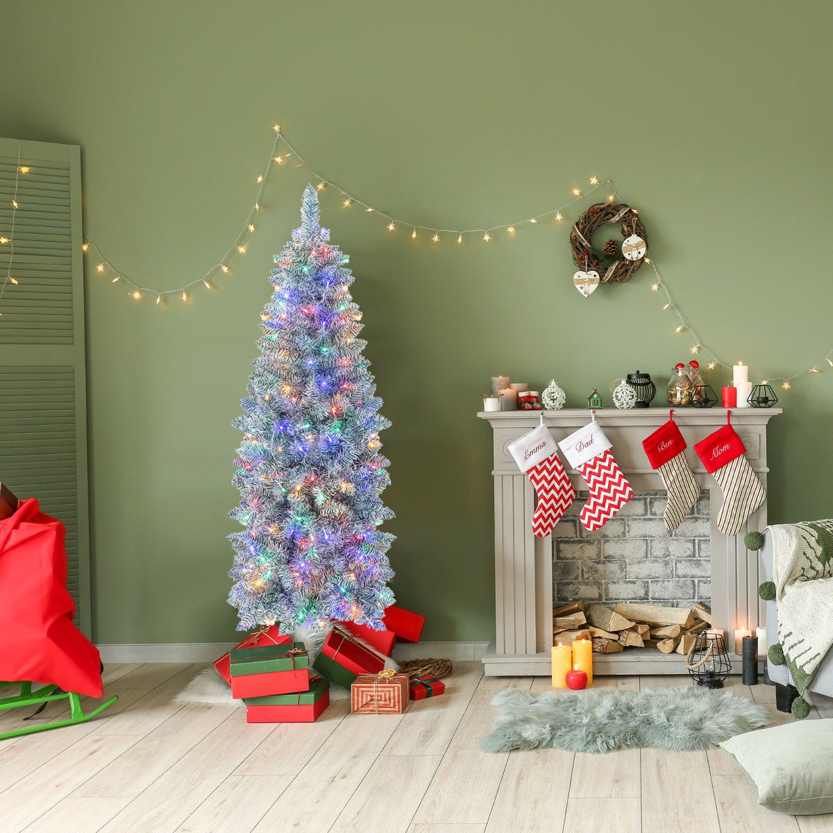 Artificial Christmas Tree 150cm, 190 Multicolor LED Lights
