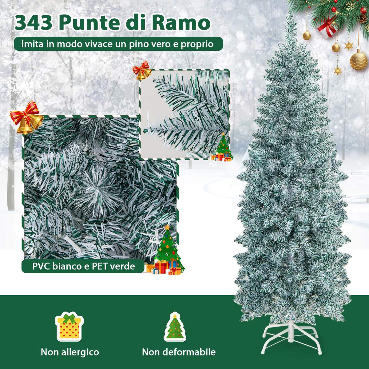 Artificial Christmas Tree 150cm, 190 Multicolor LED Lights