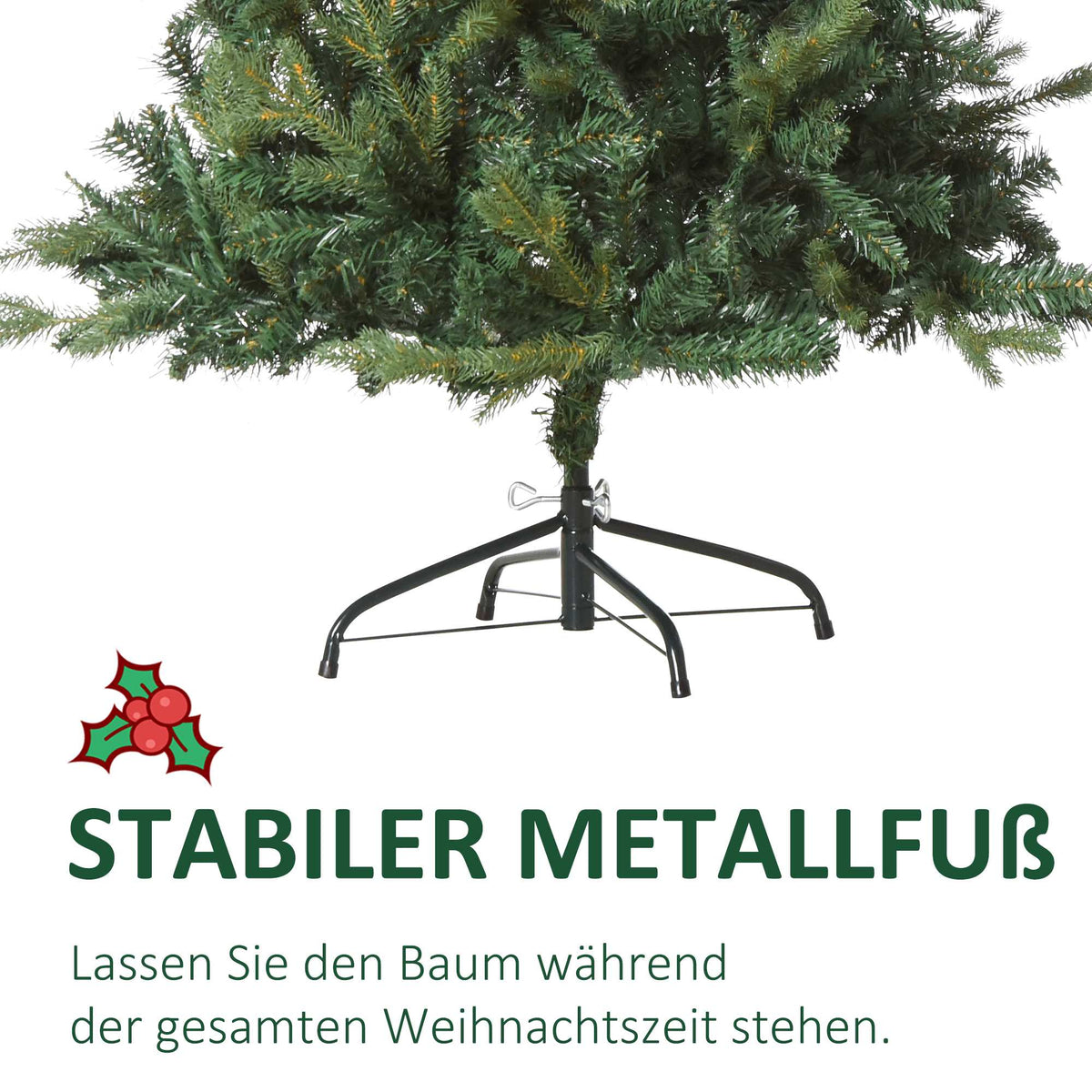 Artificial Christmas Tree, 150 cm, 946 Branches, Metal Stand