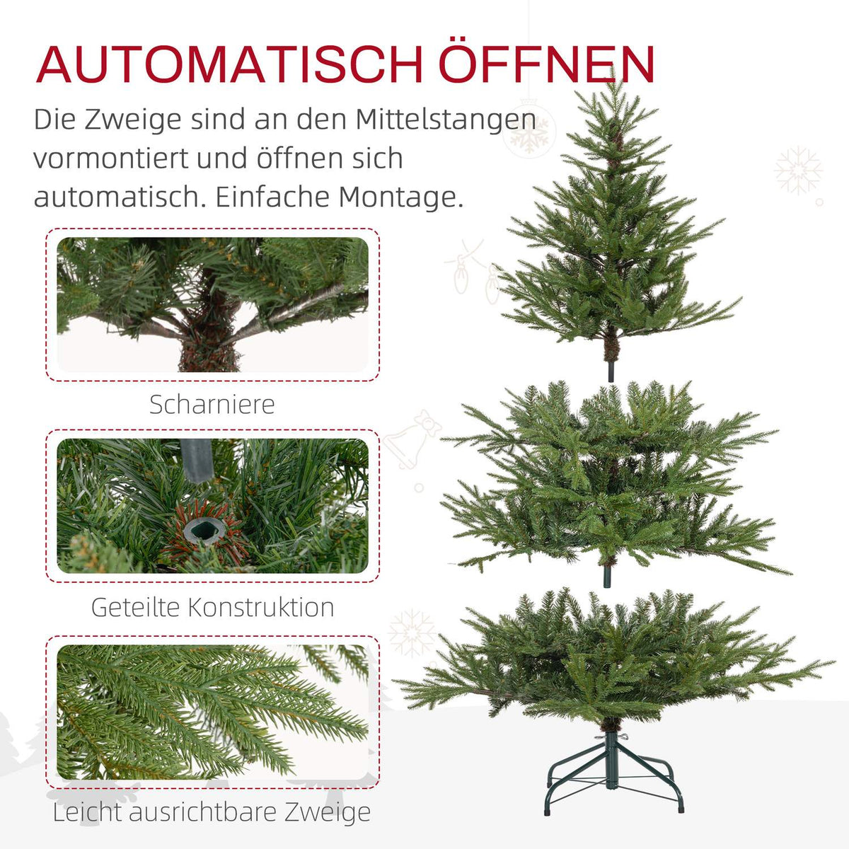 Artificial Christmas Tree, 150cm Christmas Tree with 1724 Tips, Foldable Metal Stand, for Christmas Decoration, Green