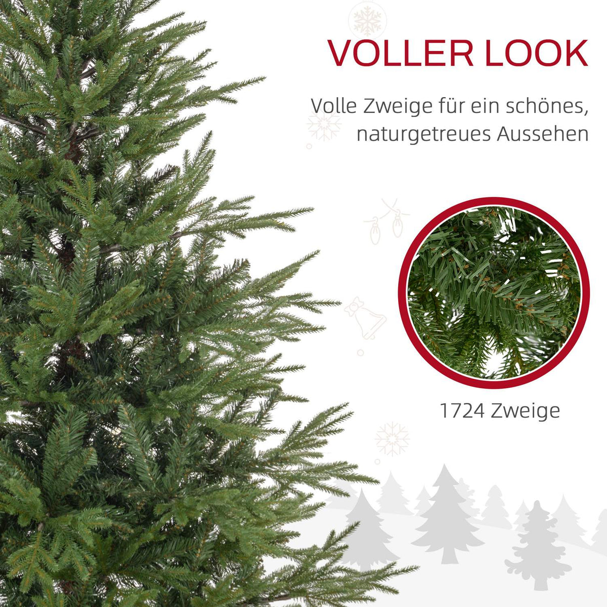Artificial Christmas Tree, 150cm Christmas Tree with 1724 Tips, Foldable Metal Stand, for Christmas Decoration, Green