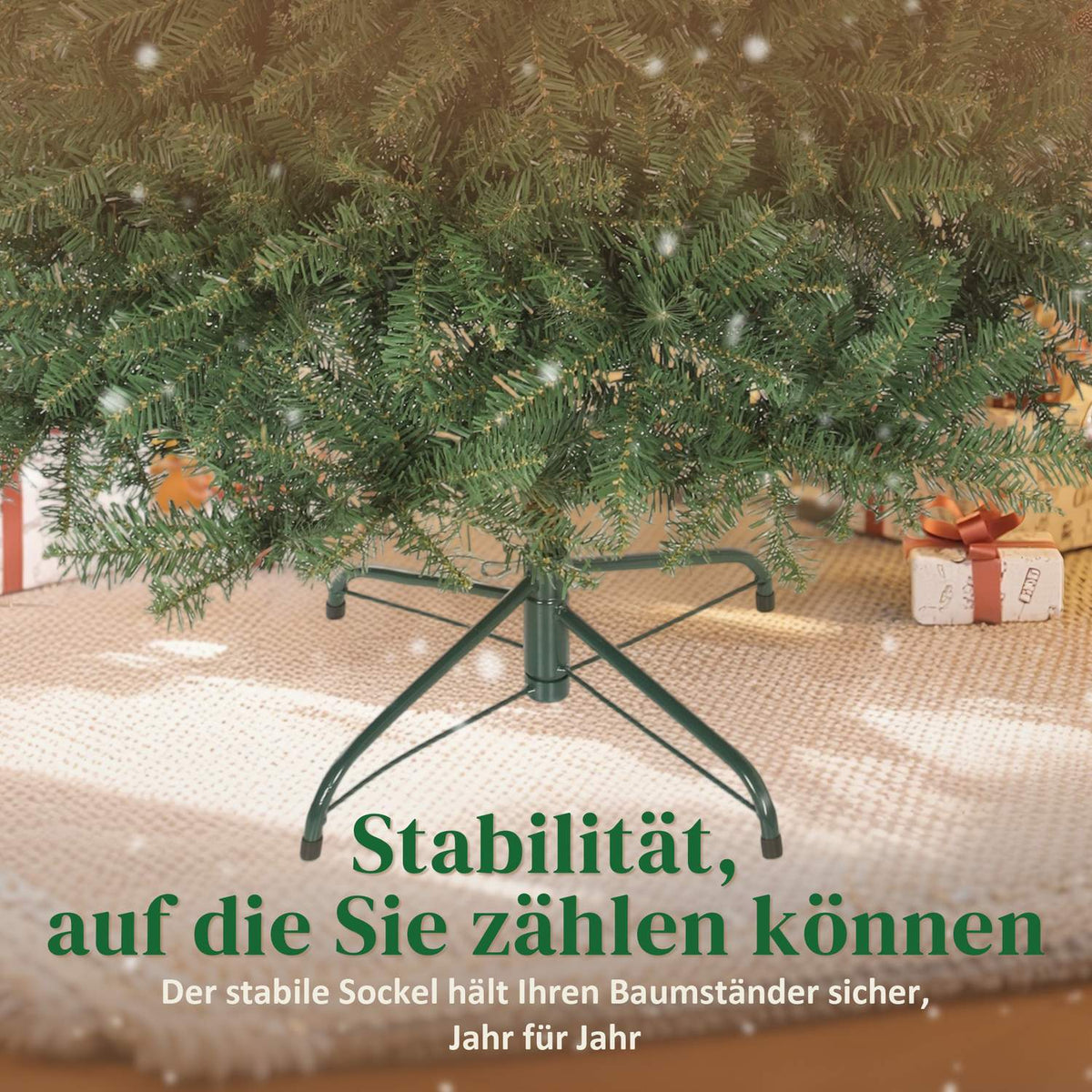 Artificial Christmas Tree, 150 cm, Hinged Branches, Metal Stand