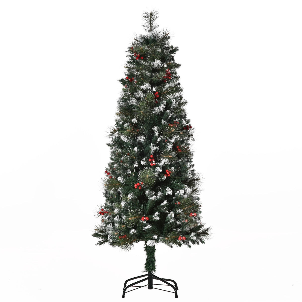 Artificial Christmas Tree 1.5 M Christmas Tree 360 Branches Pvc Metal Green + White Ø50 X 150 Cm