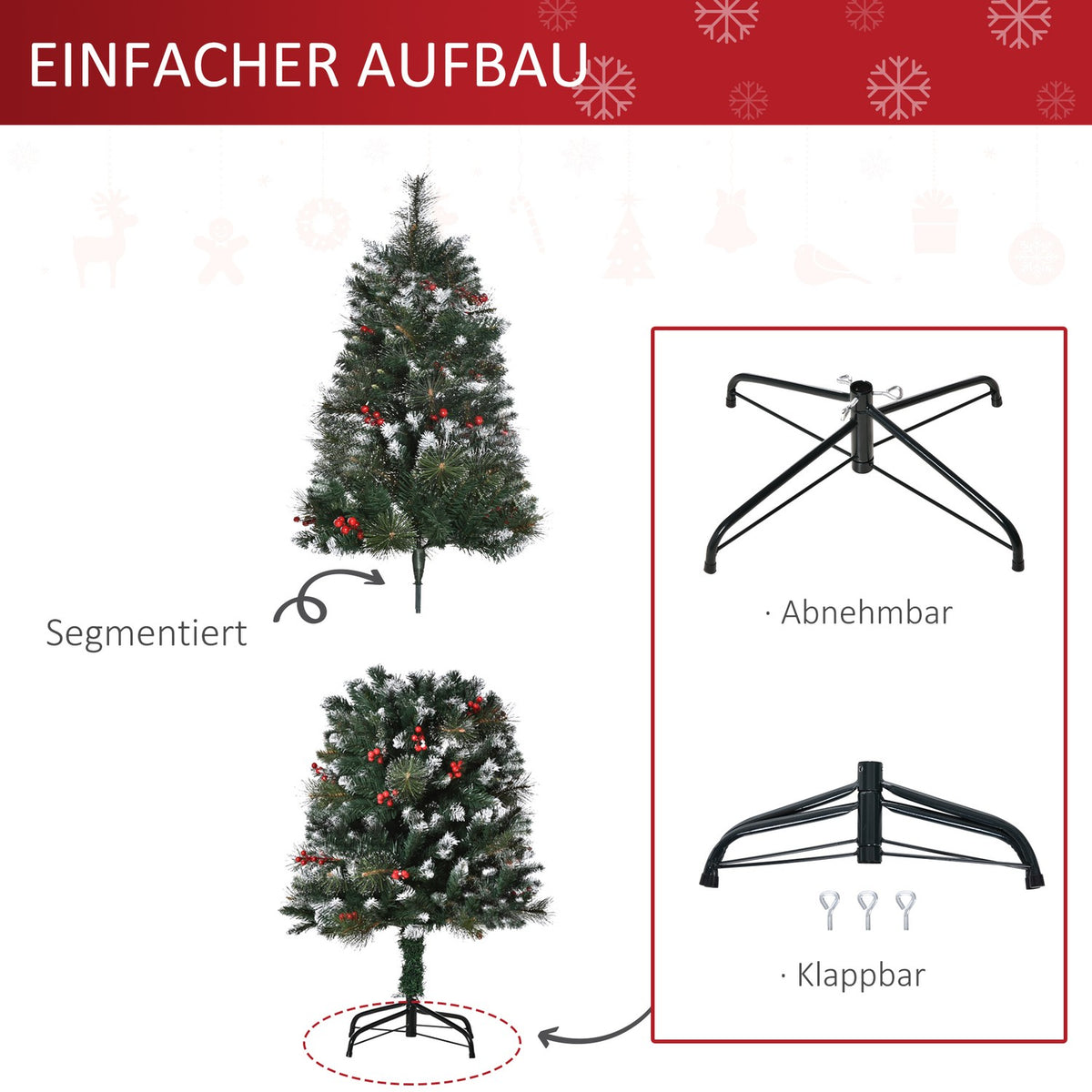 Artificial Christmas Tree 1.5 M Christmas Tree 360 Branches Pvc Metal Green + White Ø50 X 150 Cm