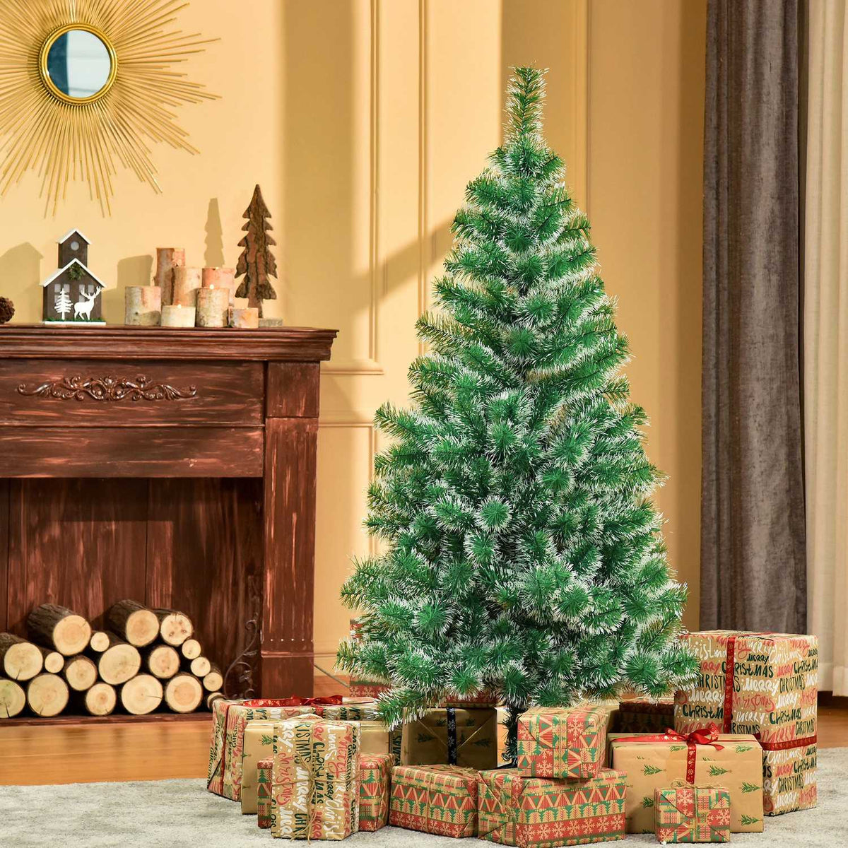 Artificial Christmas Tree 1.5 M Christmas Tree 416 Branches Metal Base Pet Green