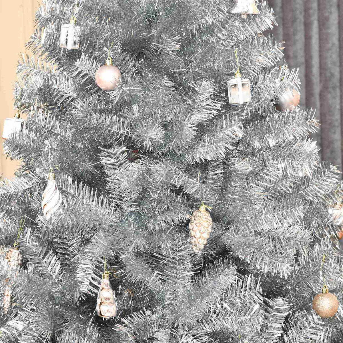 Artificial Christmas Tree 180 Cm Christmas Tree With 1000 Branch Tips Easy To Assemble Including Christmas Tree Stand Metal Silver + White Ø103 X 180 Cm