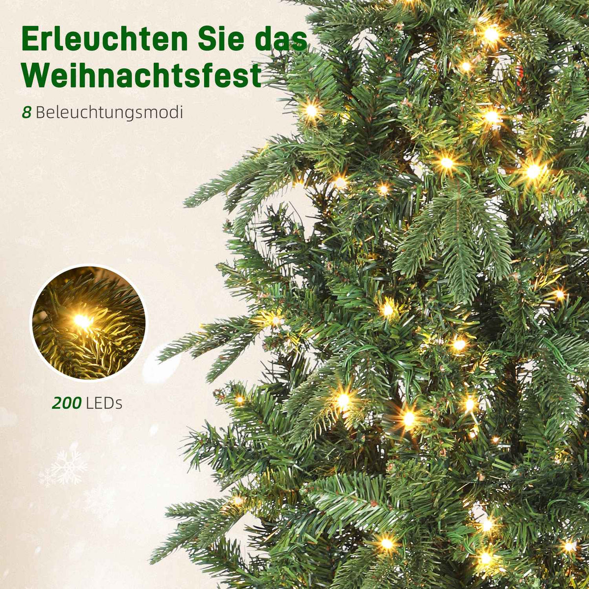 Artificial Christmas Tree, 180 cm, 605 Branches, 200 LED