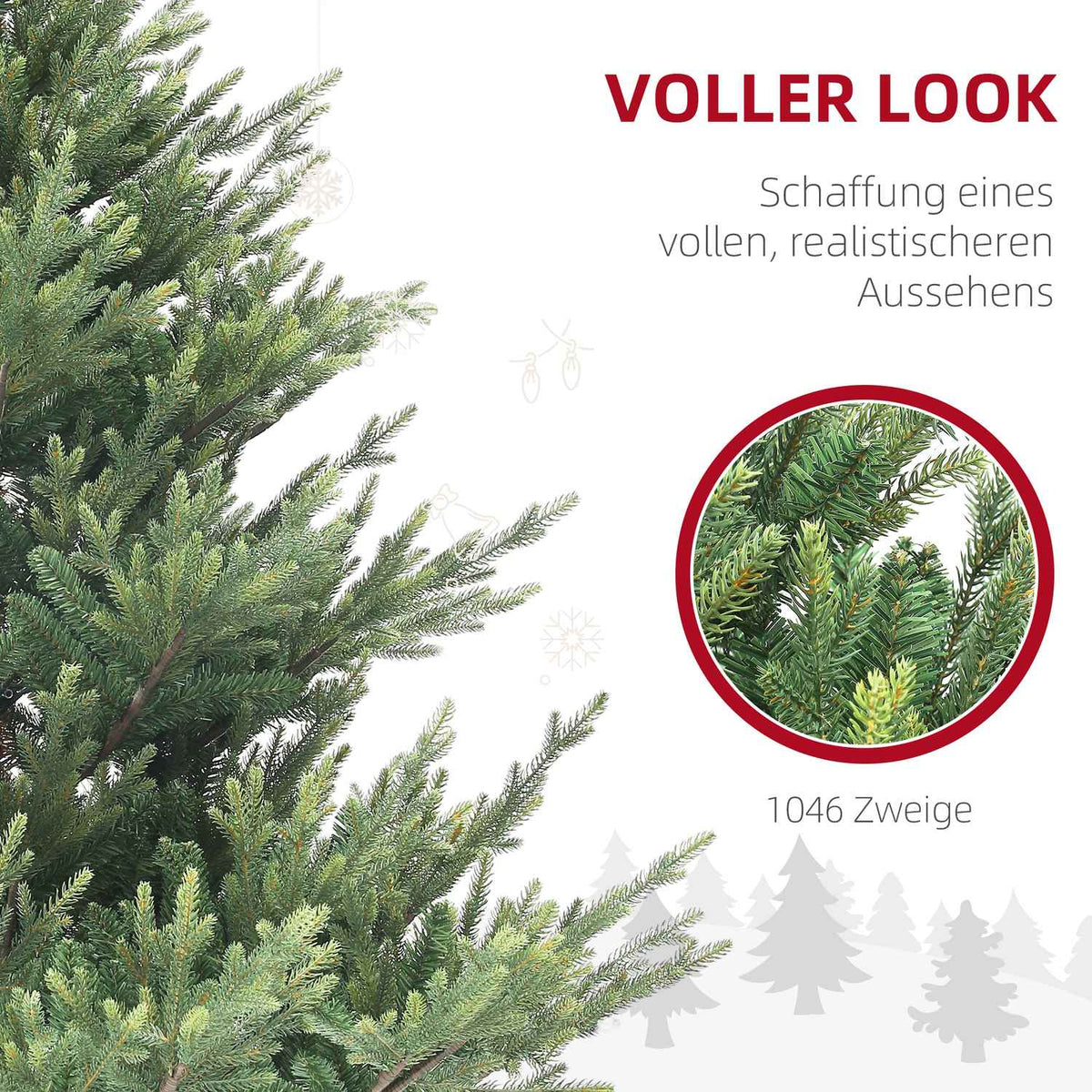 Artificial Christmas Tree, 180cm Christmas Tree with 1046 Tips, Steel Stand, Flame Retardant, for Christmas Decoration, Indoor, Green