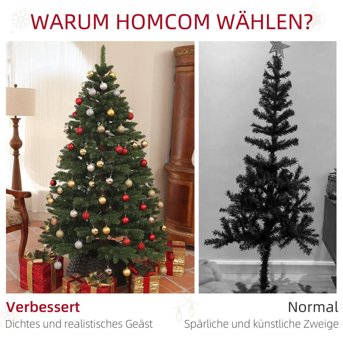 Artificial Christmas Tree, 180cm Christmas Tree with 1050 Tips, Foldable Steel Base, Flame Retardant, for Christmas Decoration, Indoor, Green