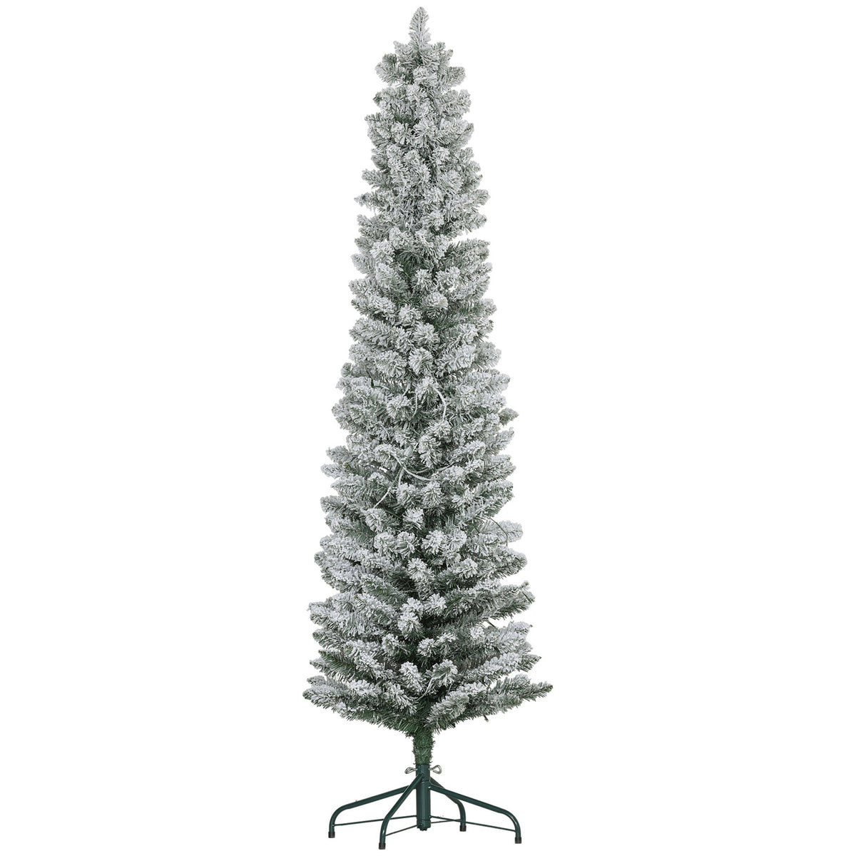 Artificial Christmas Tree, 180cm Christmas Tree with 150 LED Lights, 329 Branch Tips, Flame Retardant, for Christmas Party, Indoor, Green+White