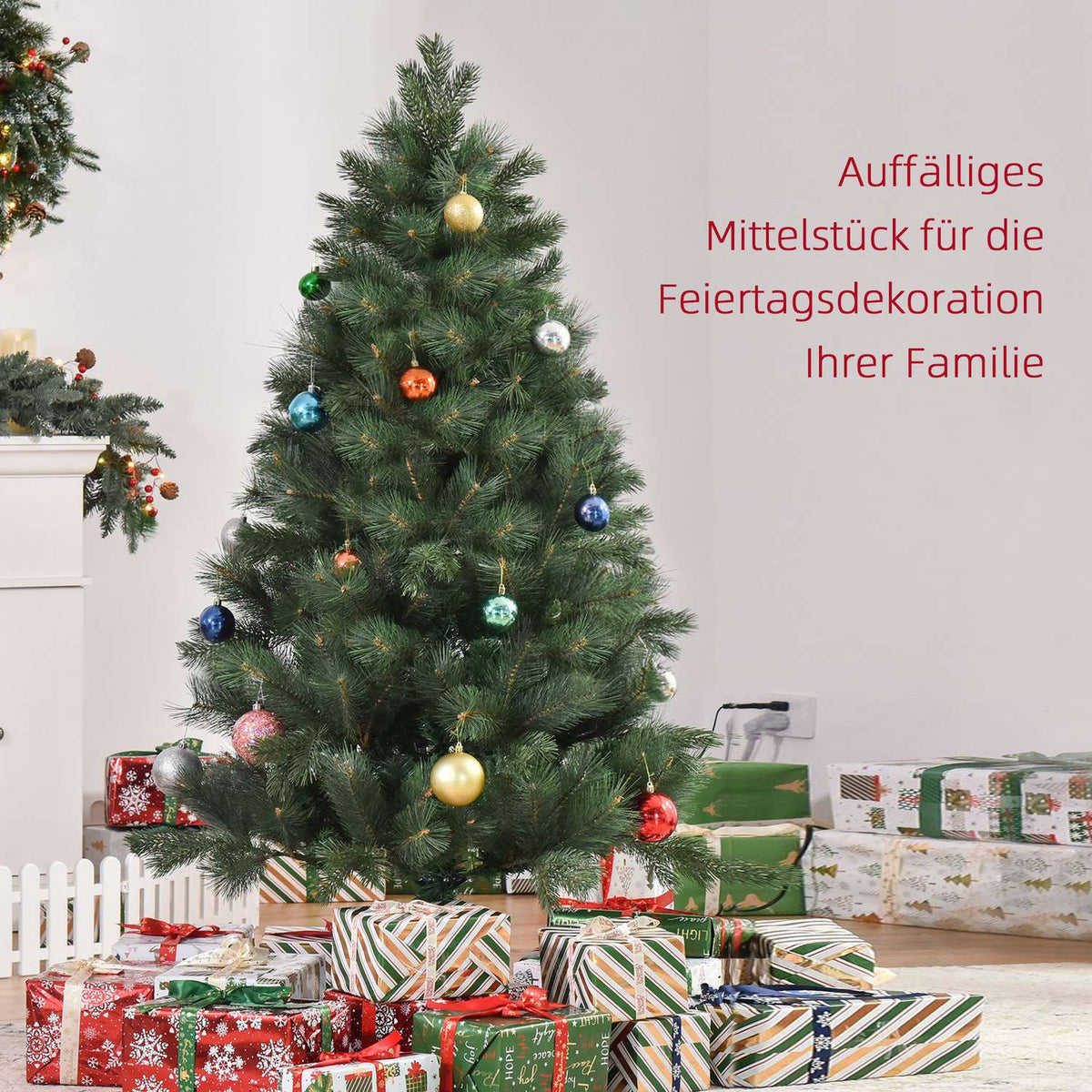 Artificial Christmas Tree 180cm Christmas Tree with 375 Tips Metal Stand Realistic Appearance for Christmas Party Indoor Green