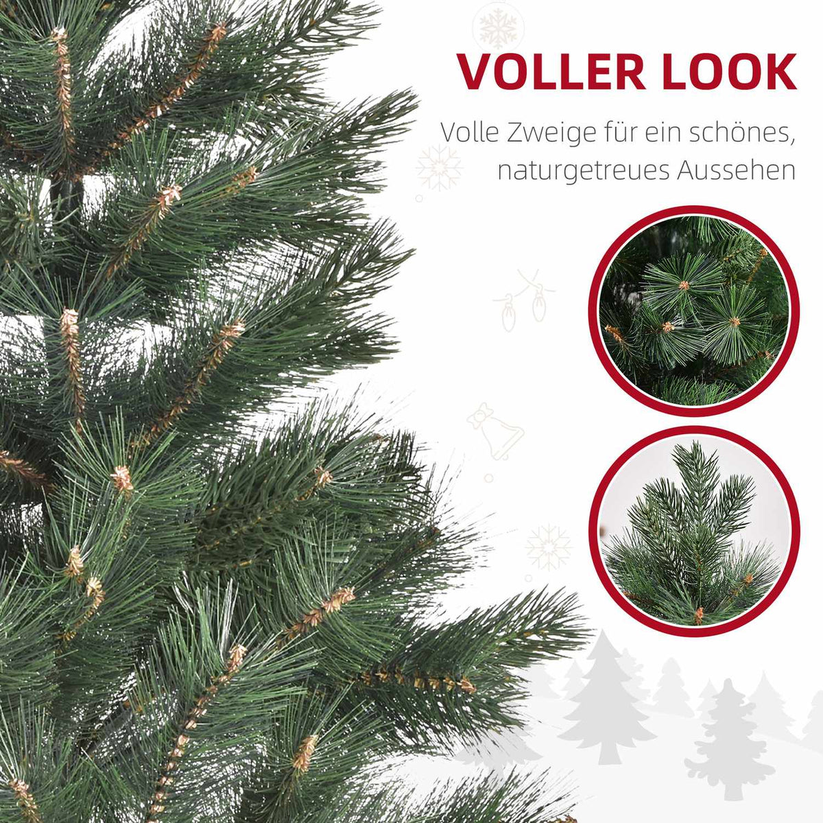 Artificial Christmas Tree 180cm Christmas Tree with 375 Tips Metal Stand Realistic Appearance for Christmas Party Indoor Green