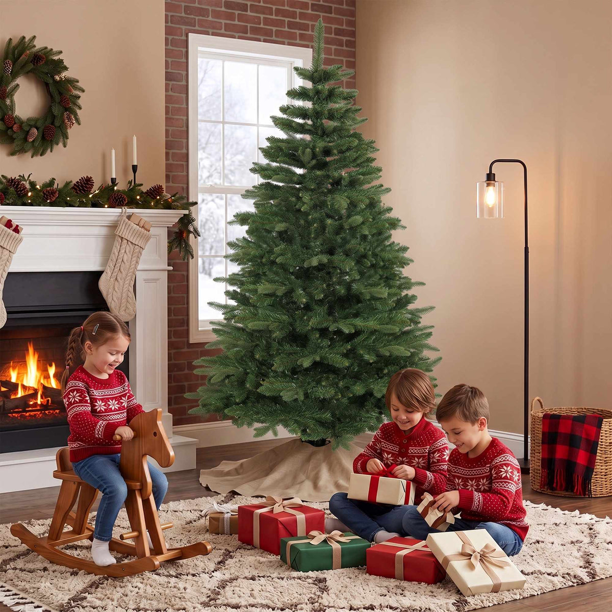 Artificial Christmas Tree 180 cm, Green, Foldable Wood Stand