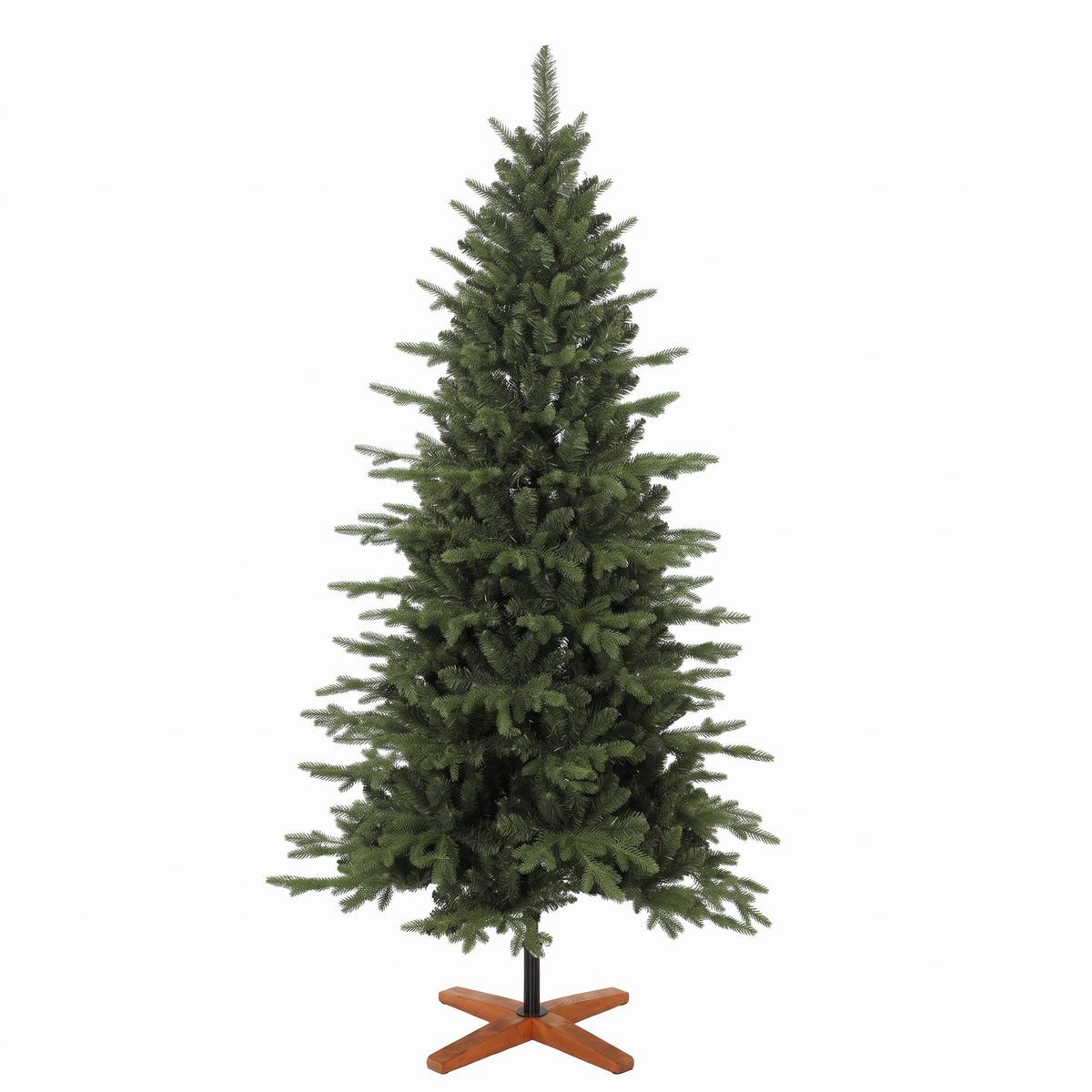 Artificial Christmas Tree, 180 cm, Hinged Branches, Wood Stand