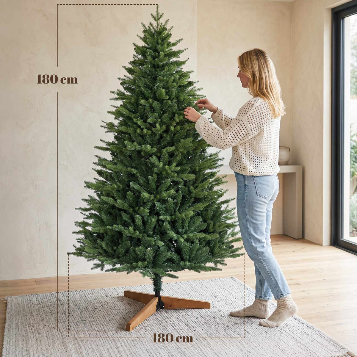 Artificial Christmas Tree, 180 cm, Nordic Fir with Pine Stand