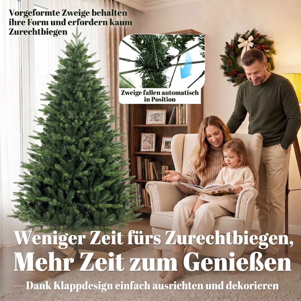 Artificial Christmas Tree, 180 cm, Nordic Fir with Pine Stand