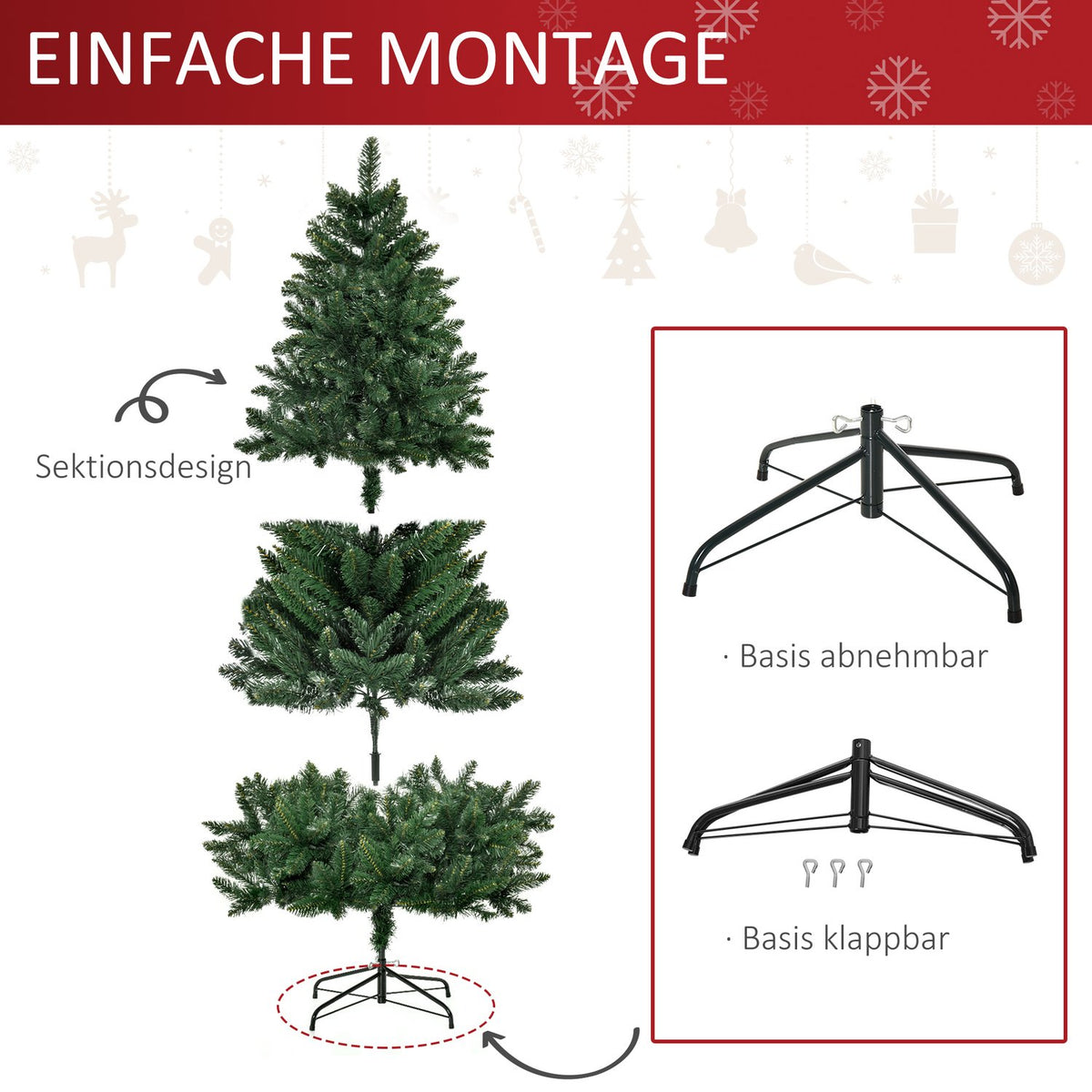 Artificial Christmas Tree, 180 cm, Realistic Pine Look