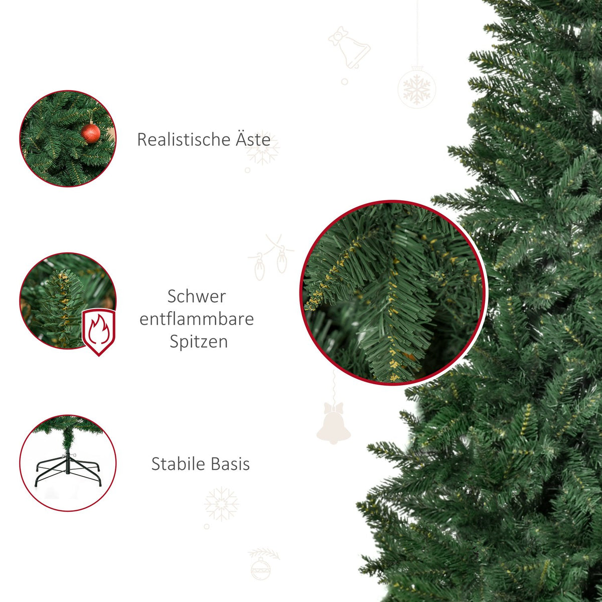 Artificial Christmas Tree, 180 cm, Realistic Pine Look