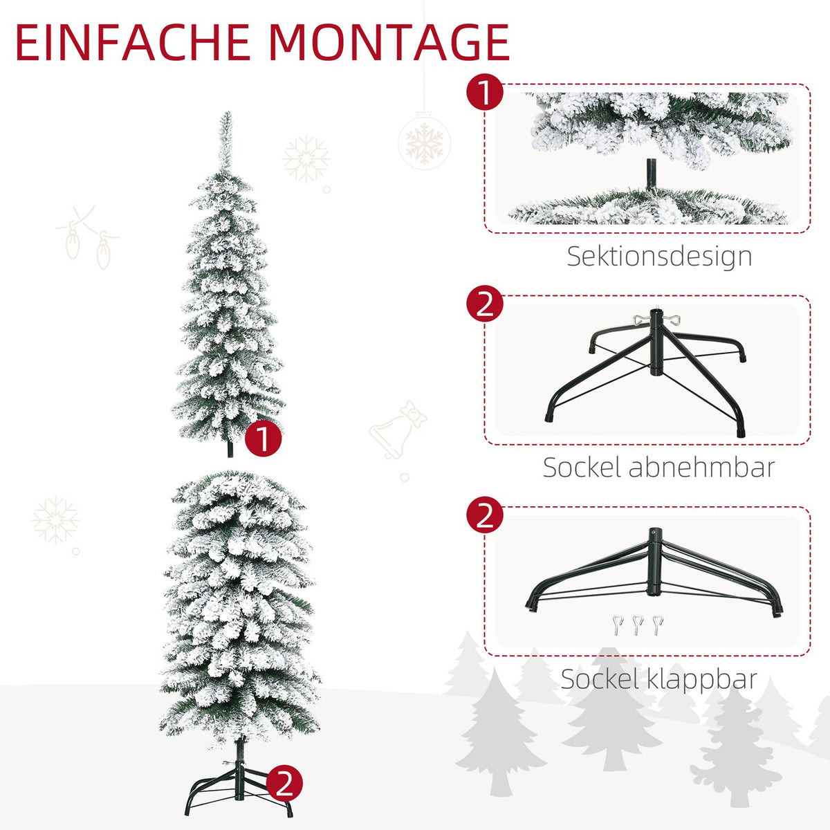 Artificial Christmas Tree, 180 cm, Snowy Branches, Indoor Use