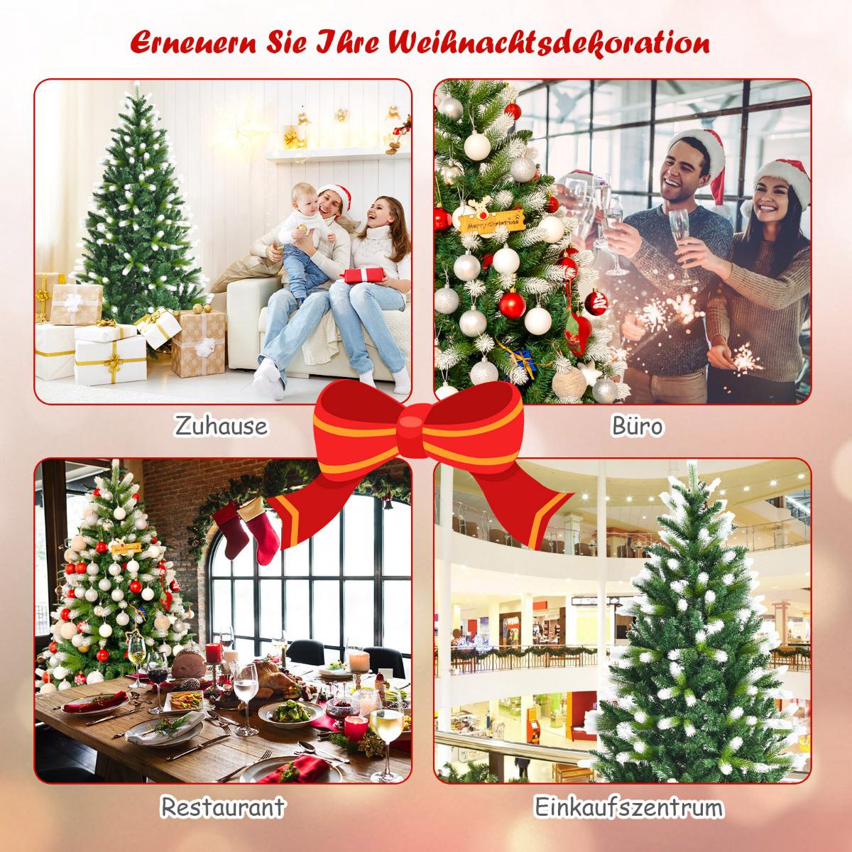 Artificial Christmas Tree 180 cm, White Tips, Metal Stand