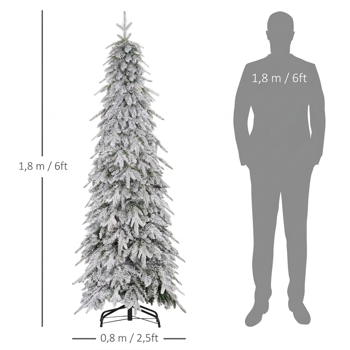 Artificial Christmas Tree 180cm with Snow and 600 Branches