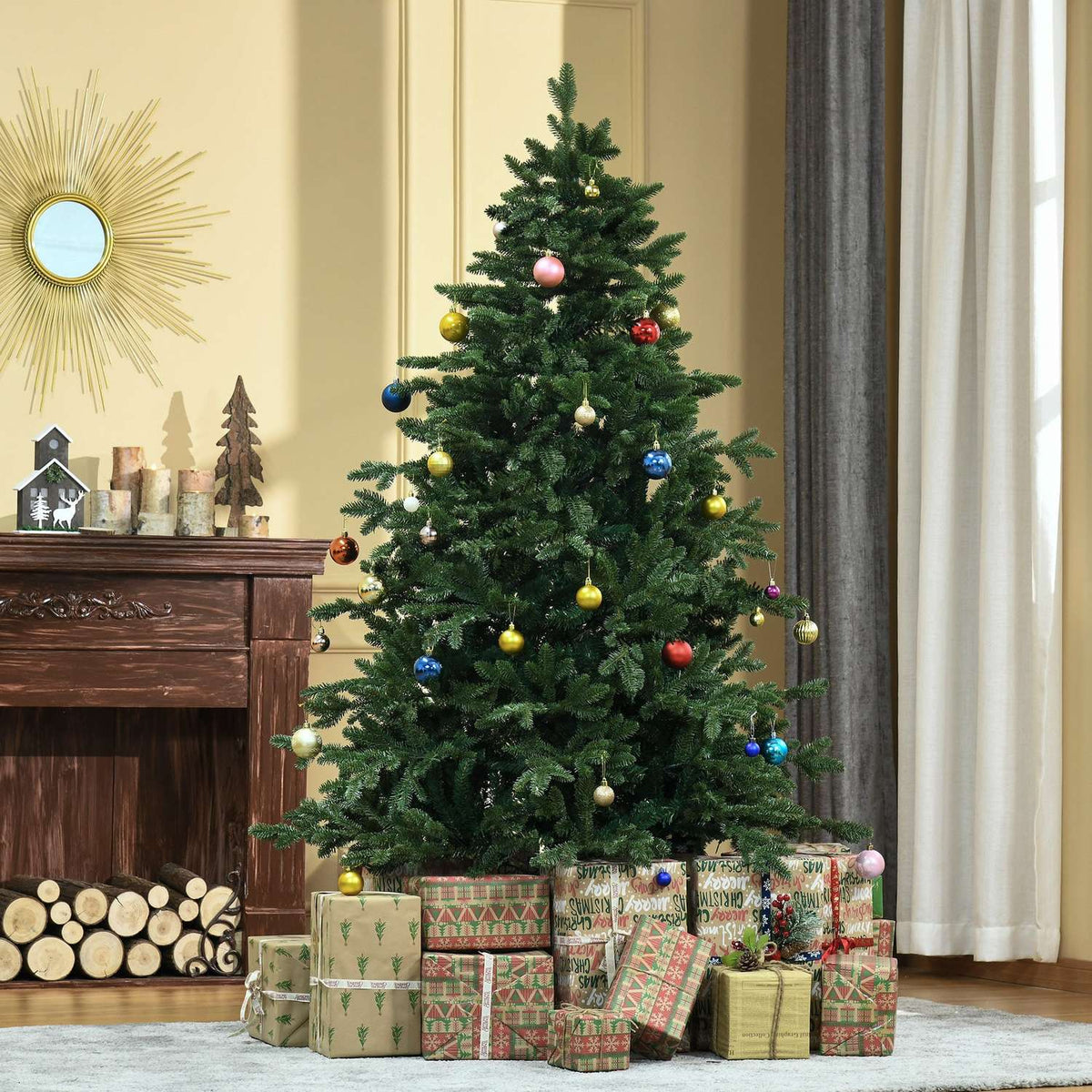 Artificial Christmas Tree 1.8 M Christmas Tree Pvc Pe Metal Green Ø90 X 180 Cm