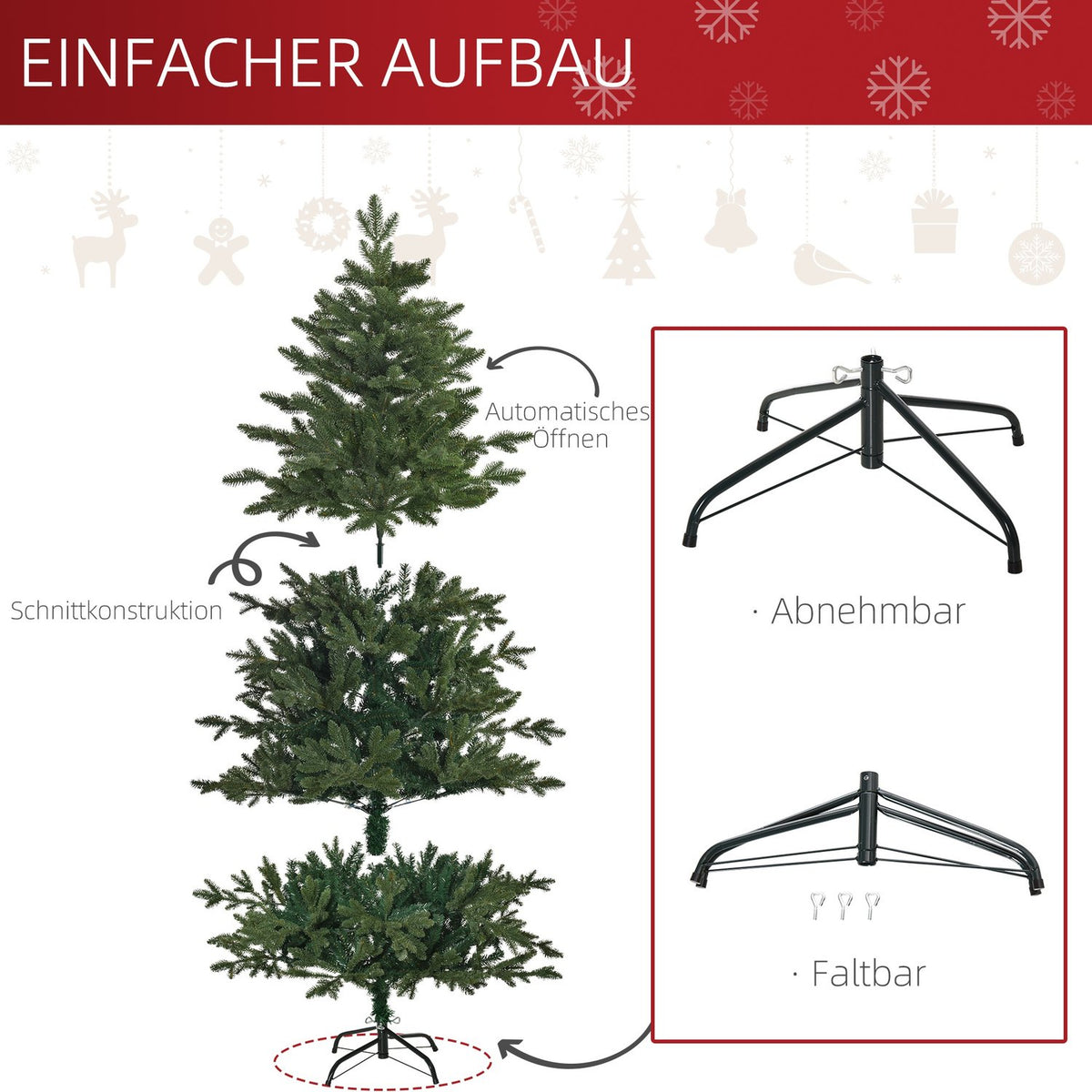 Artificial Christmas Tree 1.8 M Christmas Tree Pvc Pe Metal Green Ø90 X 180 Cm