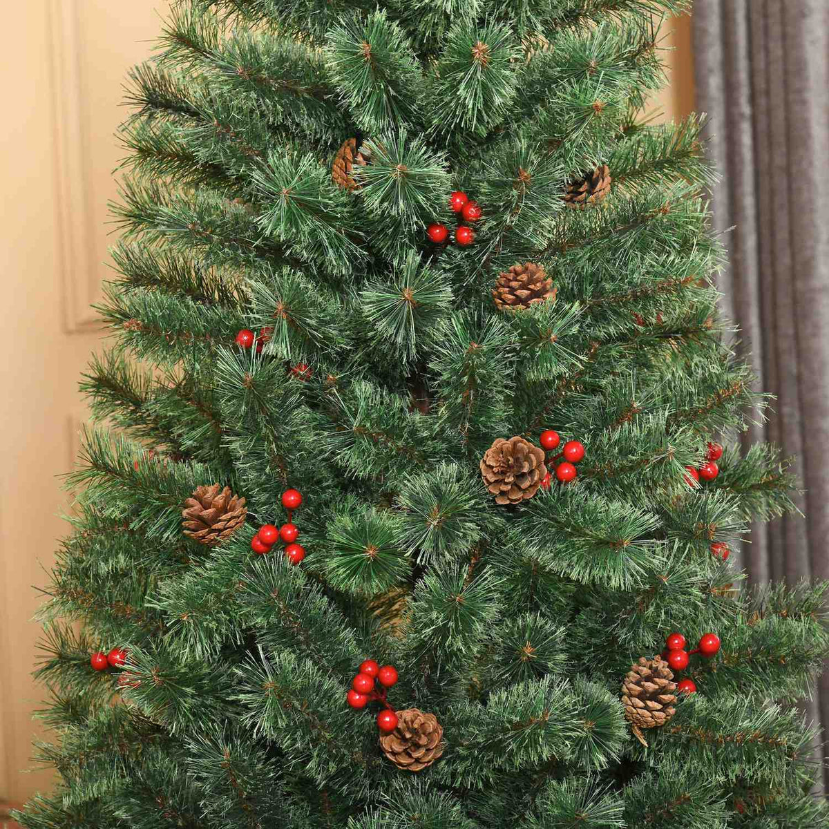 Artificial Christmas Tree 1.8 M Christmas Tree With Pot And Decoration Pvc Metal Green 90 X 90 X 180 Cm