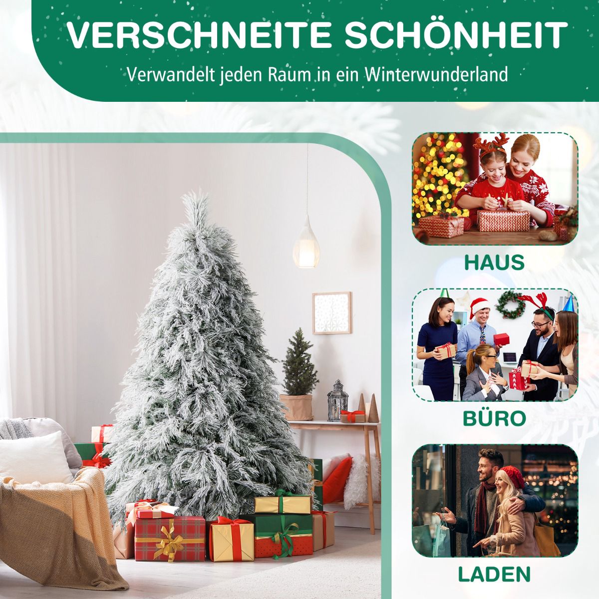 Artificial Christmas Tree 192cm, Hinged, 250 Warm White LEDs