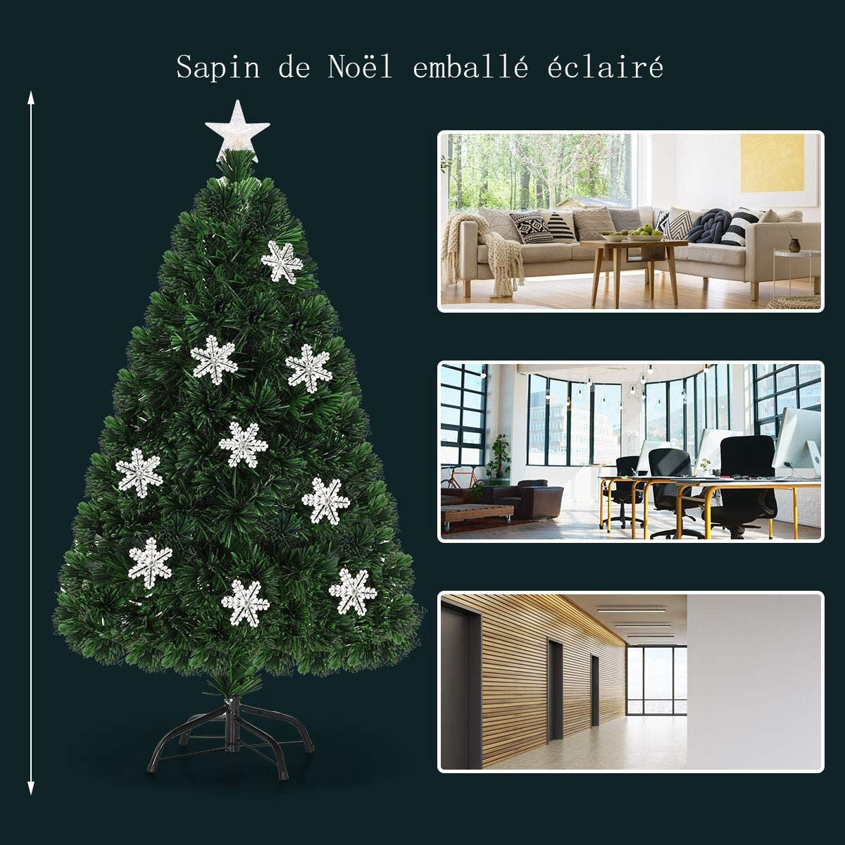 Artificial Christmas Tree 210 cm, 40 LED Lights, Stand