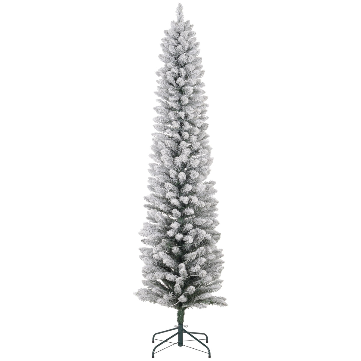 Artificial Christmas Tree, 210 cm Christmas Tree with 180 LED Lights, 405 Branch Tips, Foldable Base, for Christmas Party, Indoor, Green+White