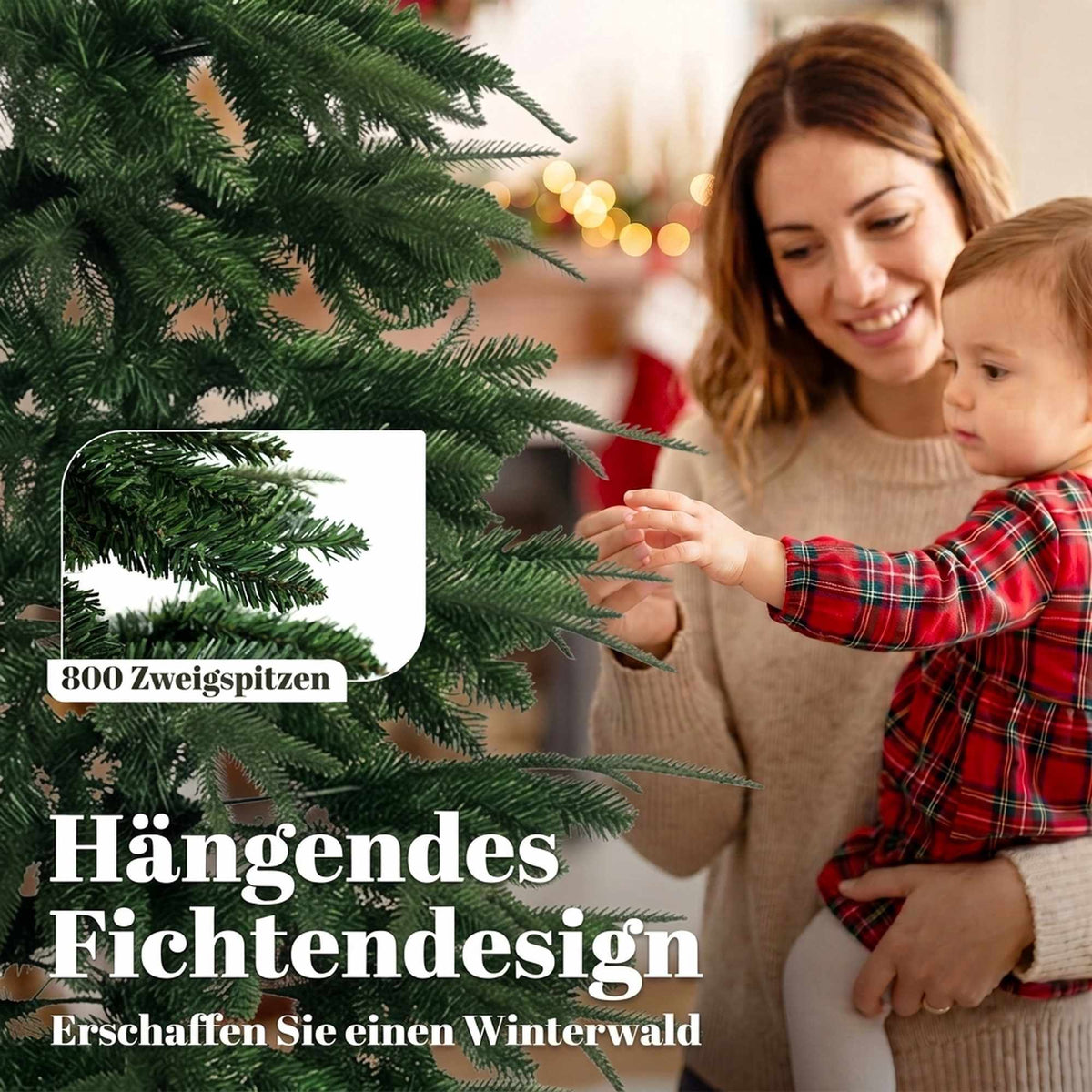 Artificial Christmas Tree, 210 cm Fir with Hinged Branches